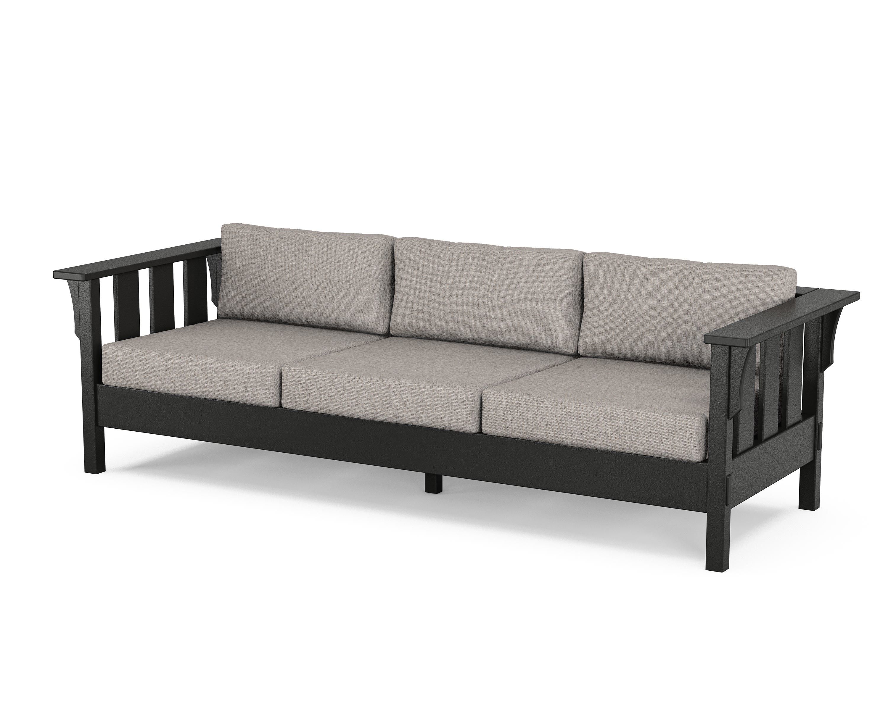 Martha Stewart by POLYWOOD® Acadia Deep Seating Sofa in Black / Weathered Tweed