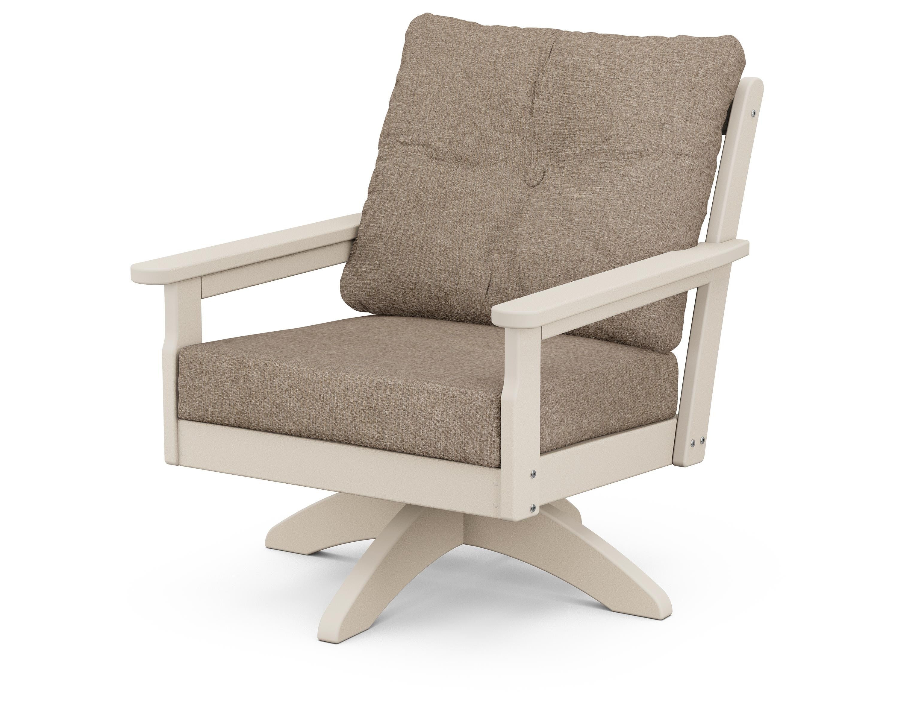 POLYWOOD® Vineyard Deep Seating Swivel Chair in Sand / Spiced Burlap