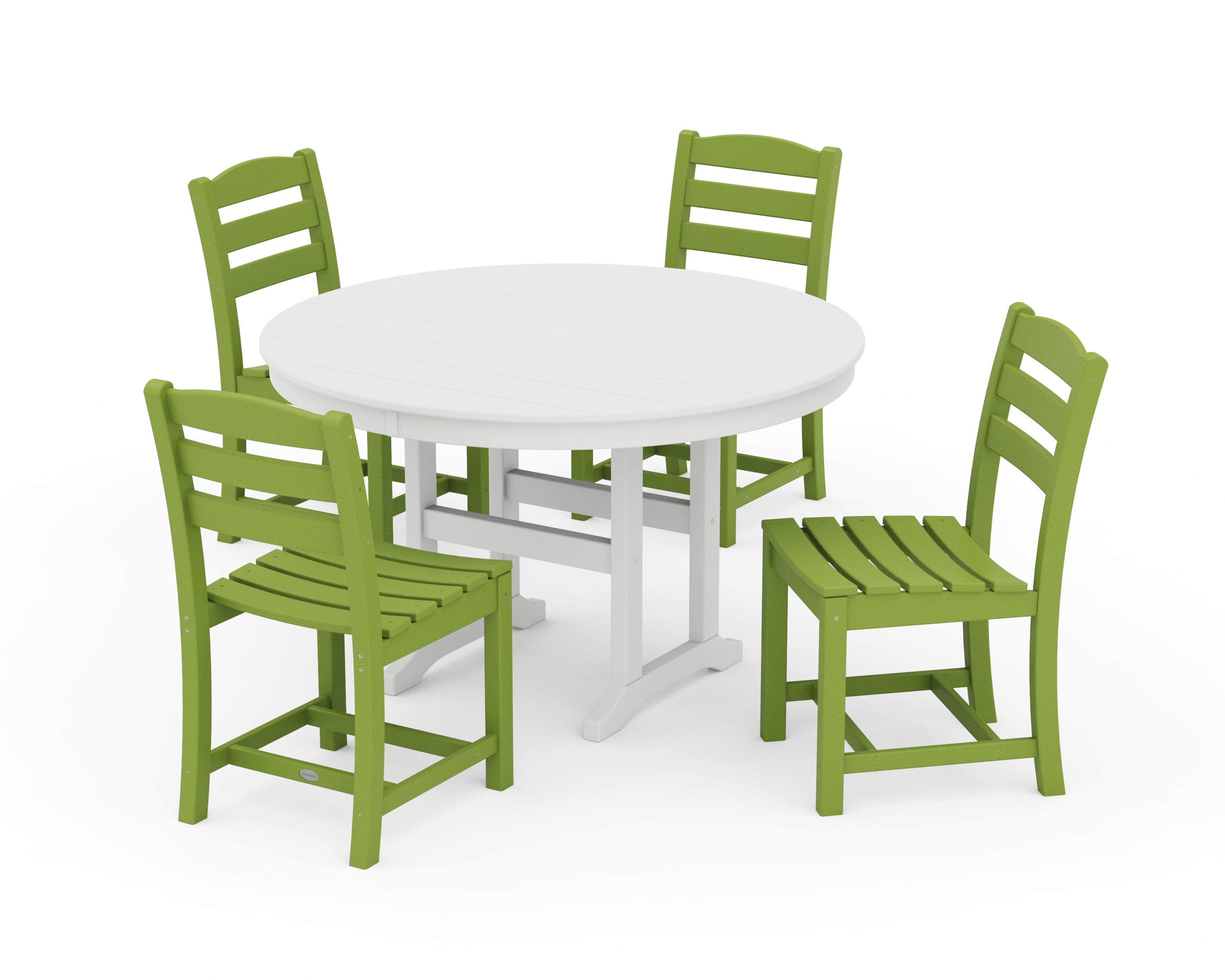 POLYWOOD® La Casa Café Side Chair 5-Piece Round Farmhouse Dining Set in Lime / White