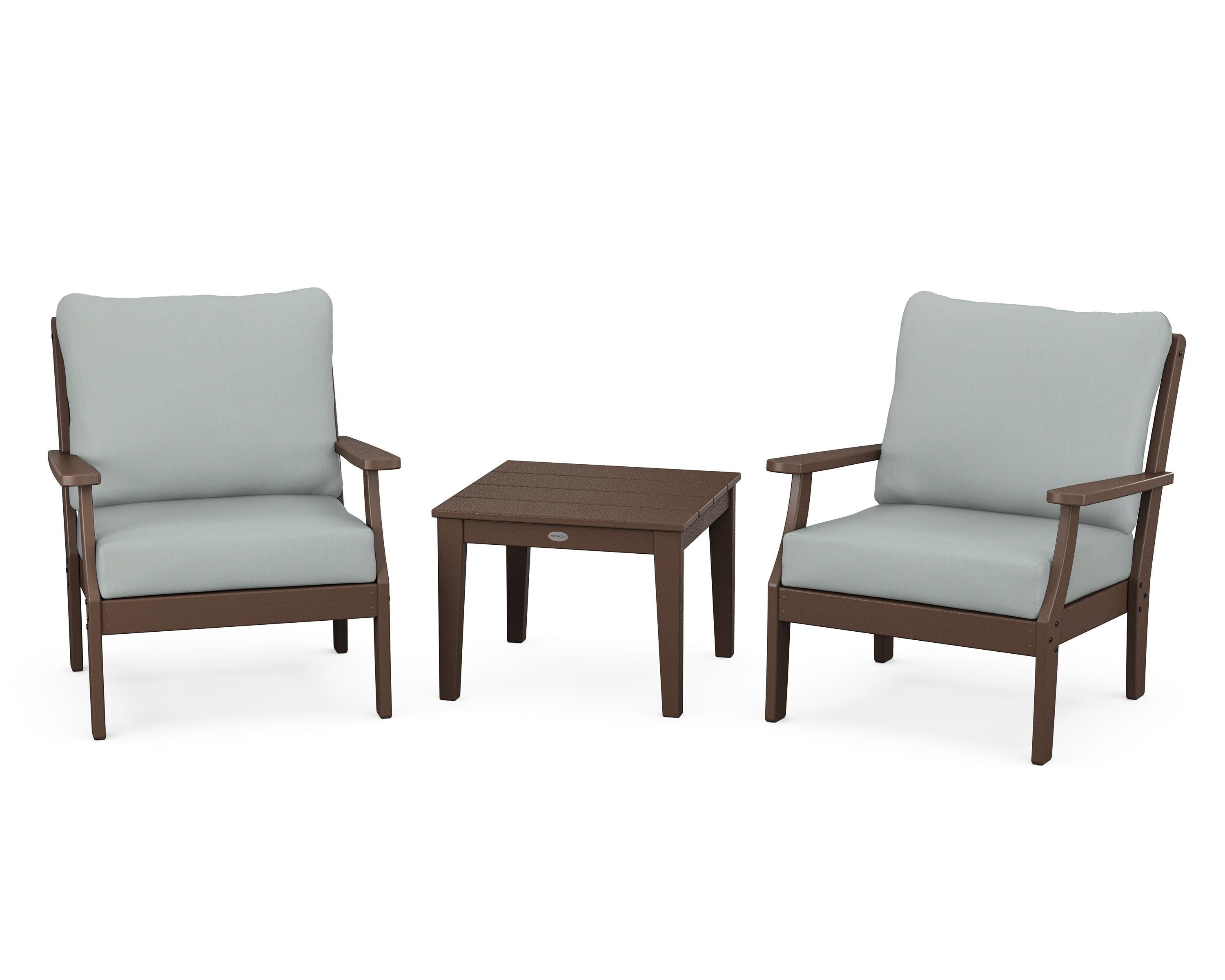 POLYWOOD® Braxton 3-Piece Deep Seating Set in Mahogany / Spa