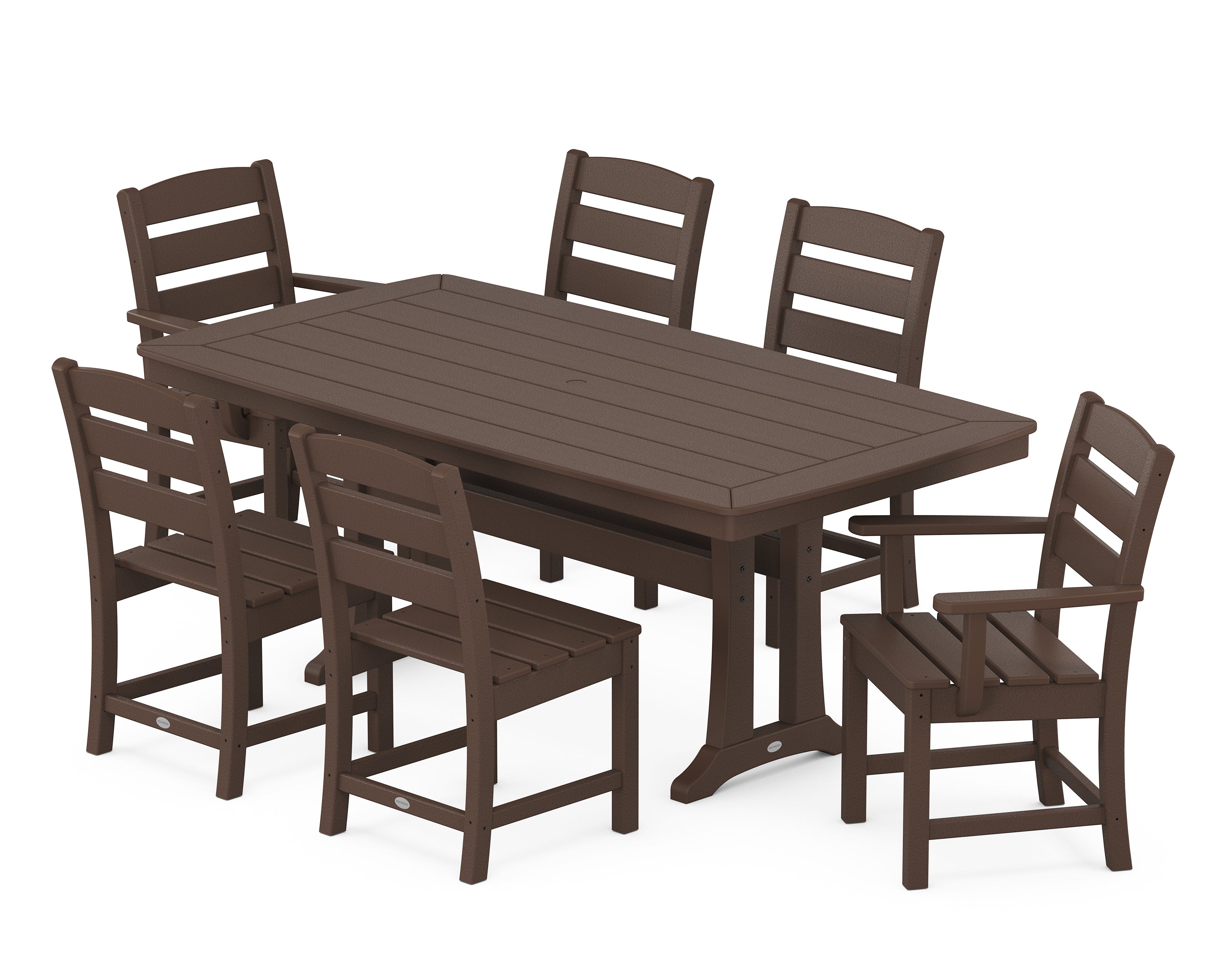 POLYWOOD® Lakeside 7-Piece Dining Set with Trestle Legs in Mahogany