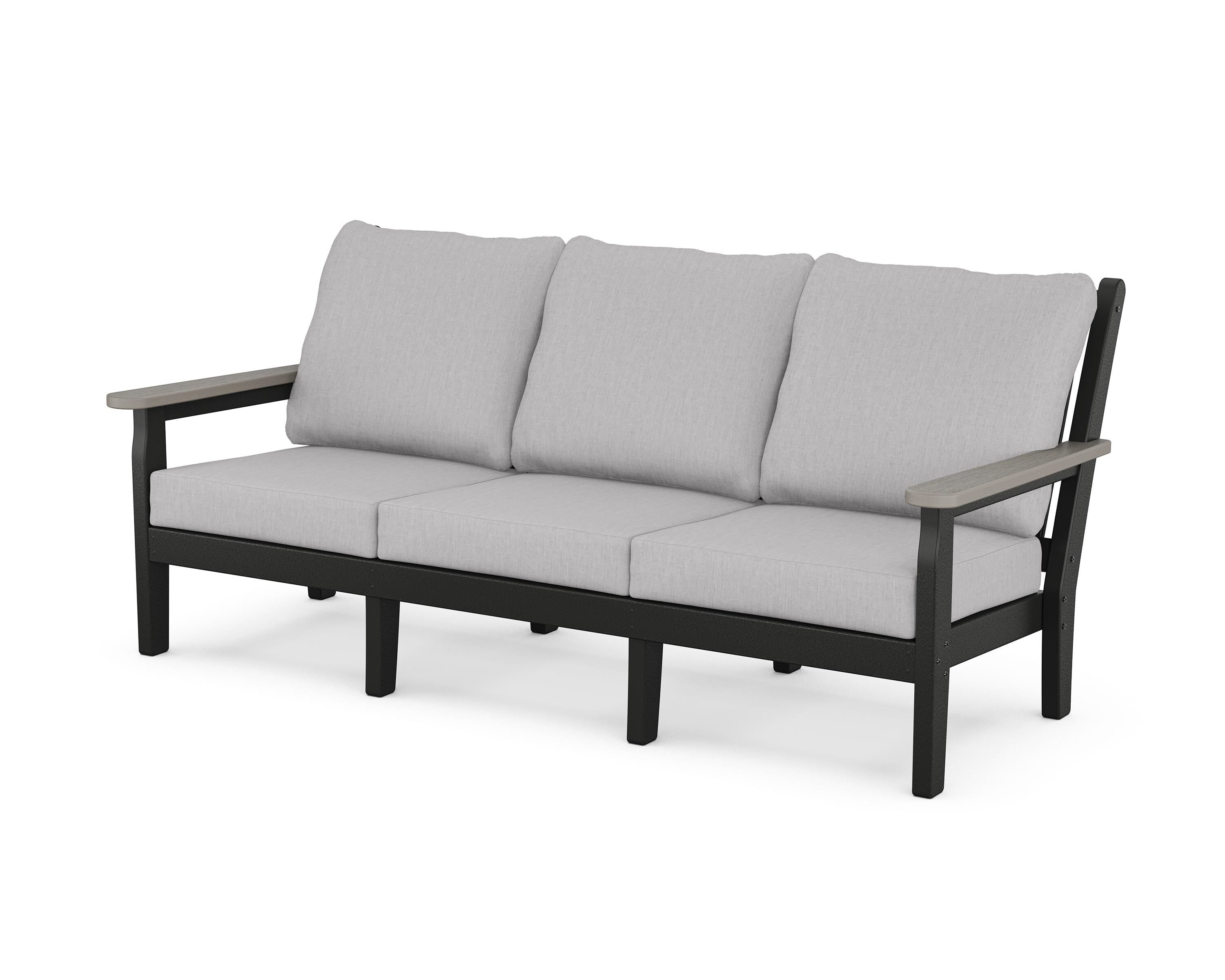 POLYWOOD® Chippendale Deep Seating Sofa in Black / Driftwood / Granite