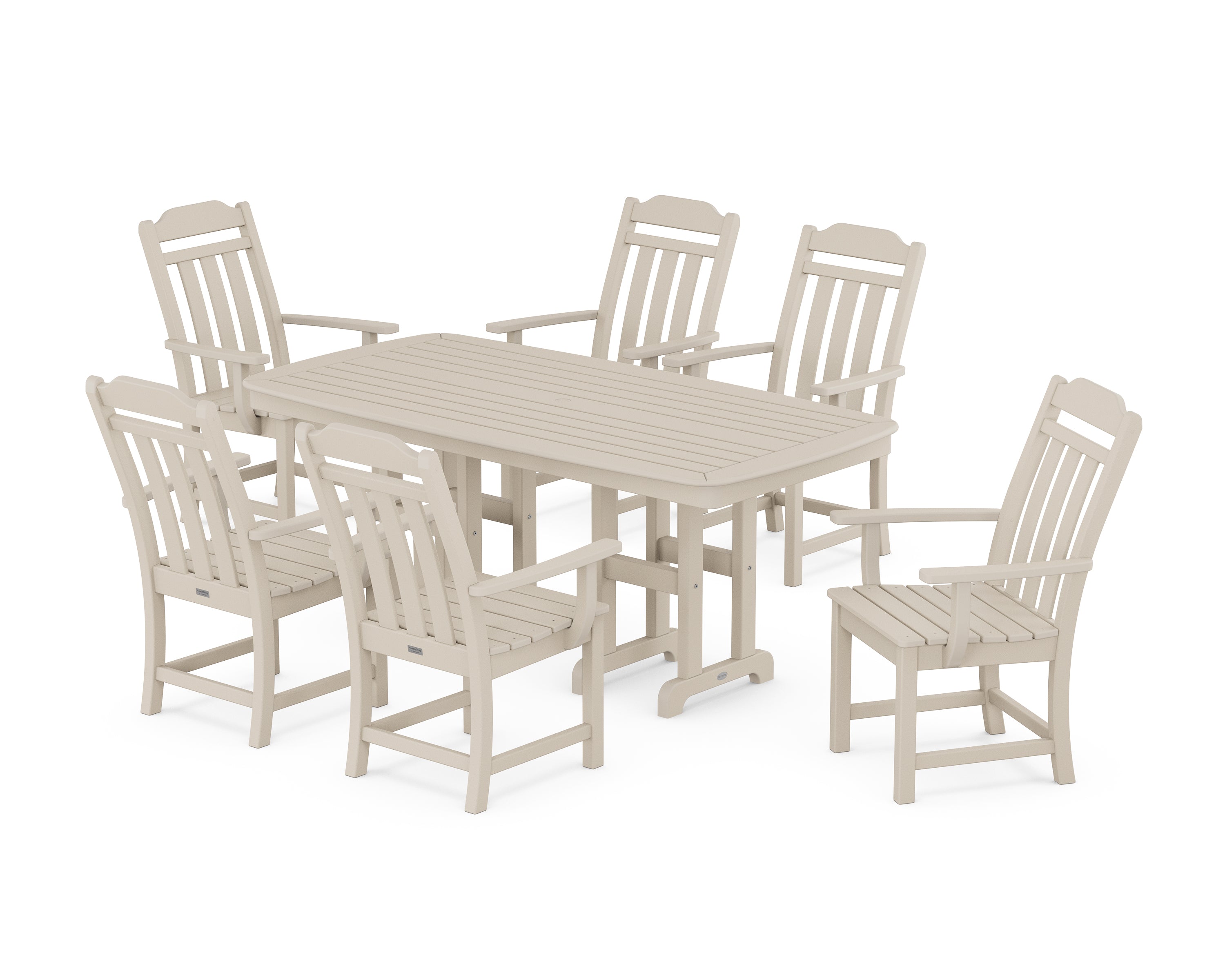 Country Living Cottage Arm Chair 7-Piece Dining Set in Sand