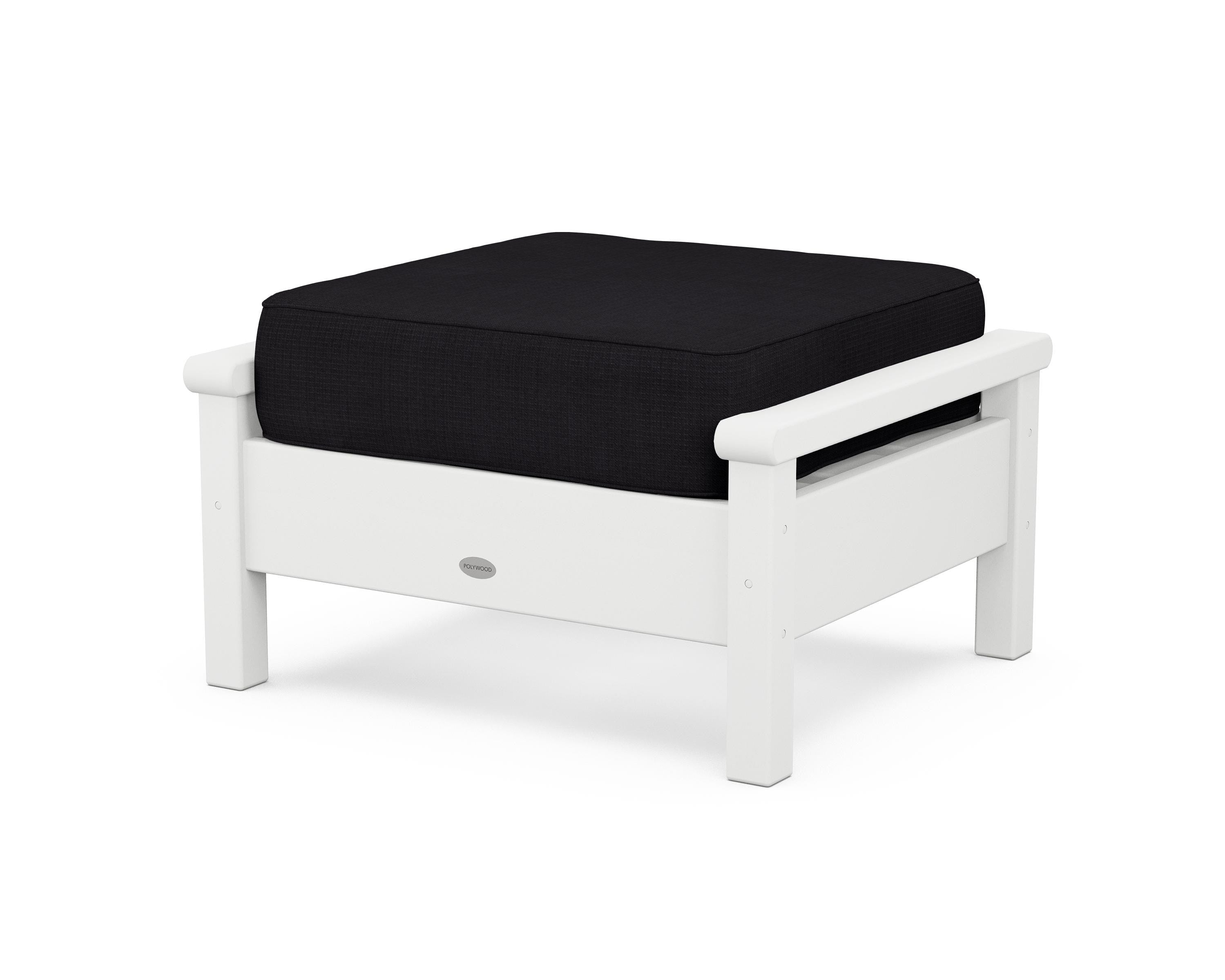 POLYWOOD® Harbour Deep Seating Ottoman in White / Midnight Linen