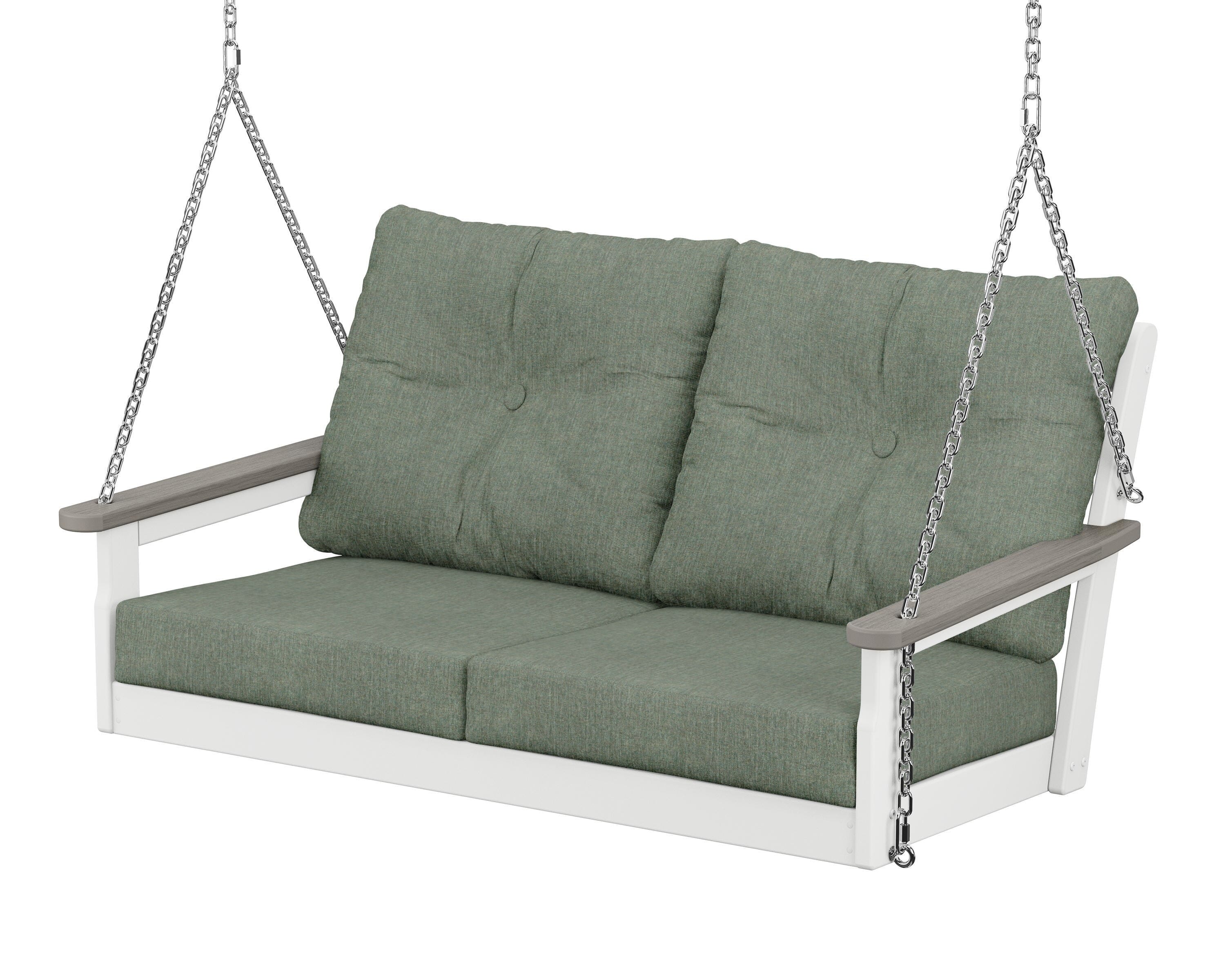 POLYWOOD® Vineyard Deep Seating Swing in White / Driftwood / Cast Sage