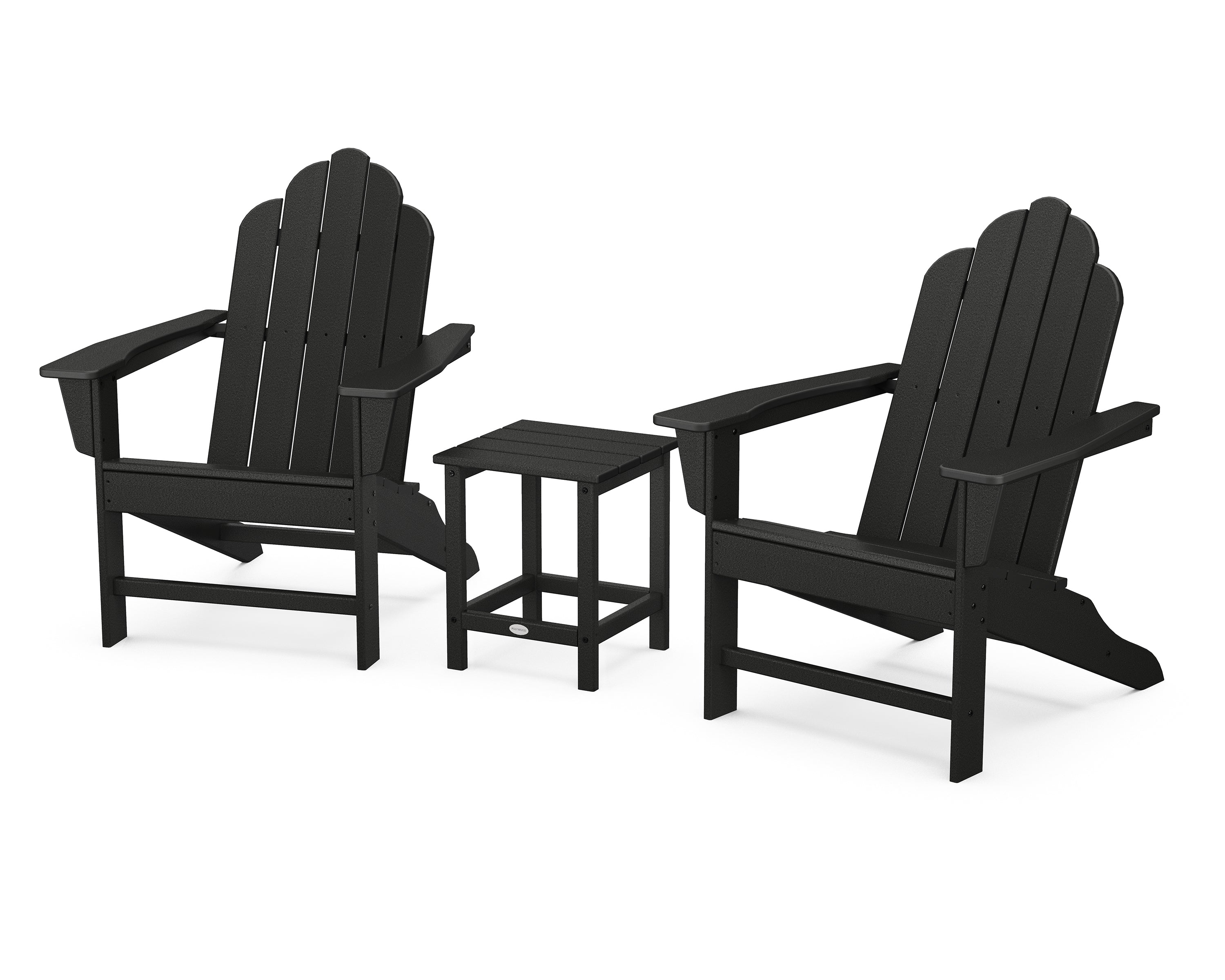 POLYWOOD® Long Island Adirondack 3-Piece Set in Black