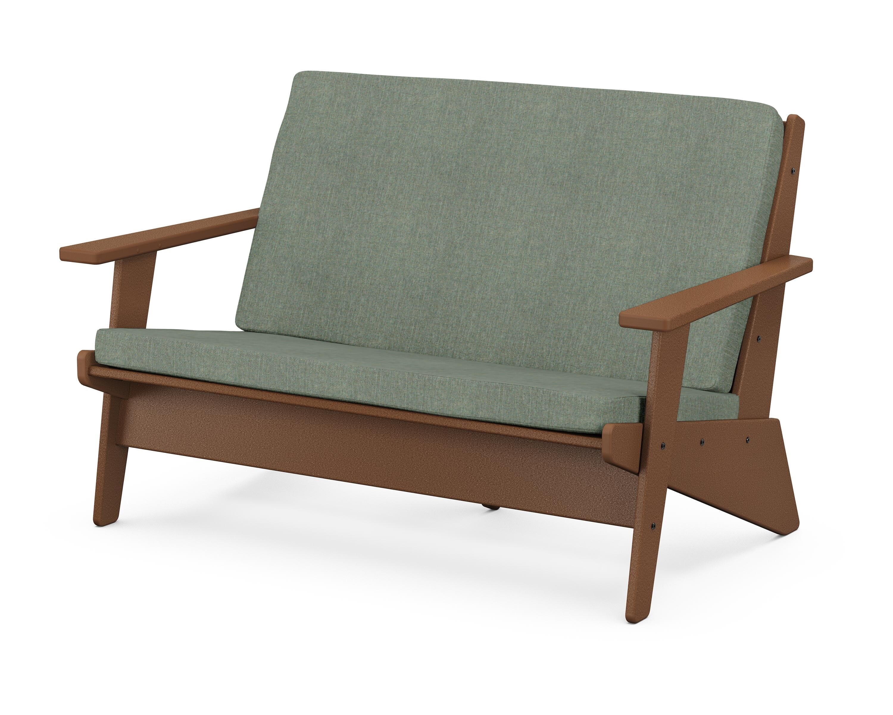 POLYWOOD® Riviera Modern Lounge Loveseat in Teak / Cast Sage