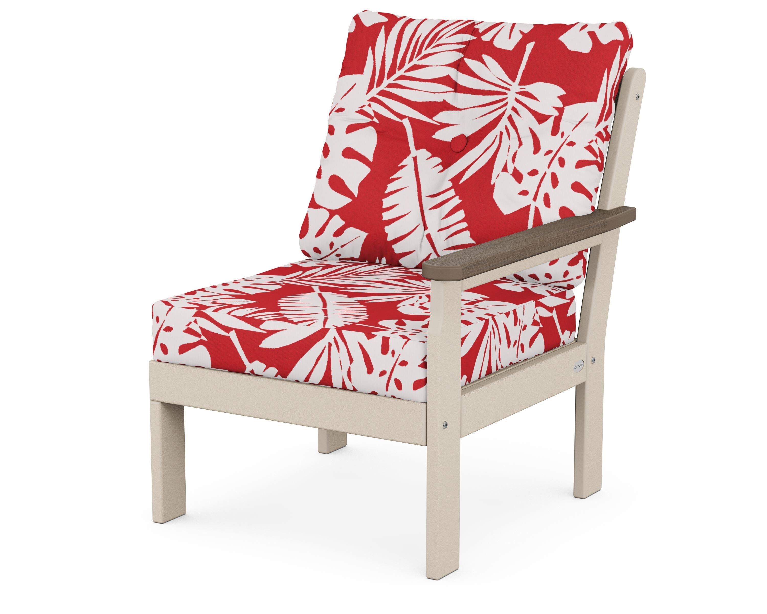 POLYWOOD® Vineyard Modular Right Arm Chair in Sand / Kona / Leaf Crimson