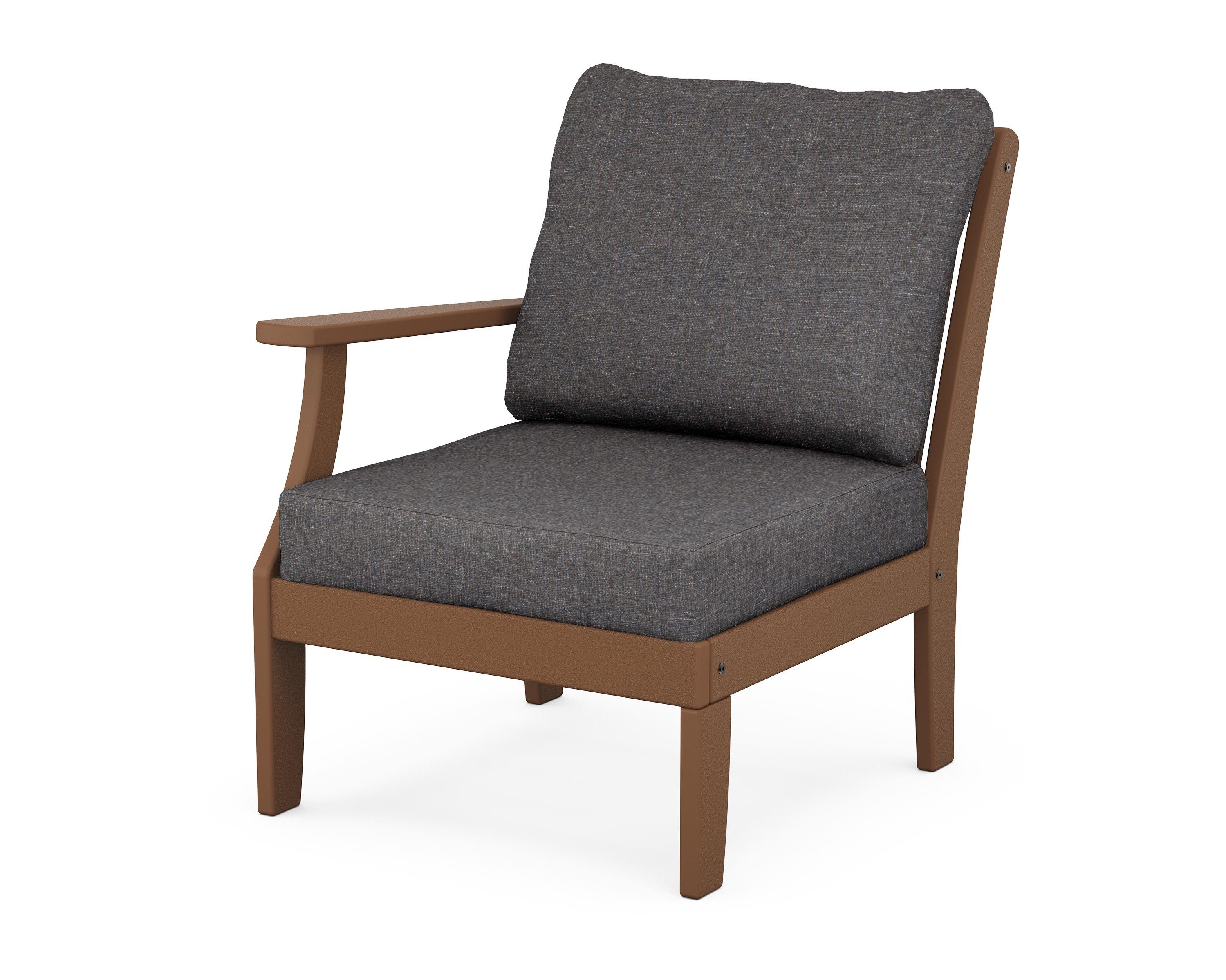 POLYWOOD® Braxton Modular Left Arm Chair in Teak / Ash Charcoal