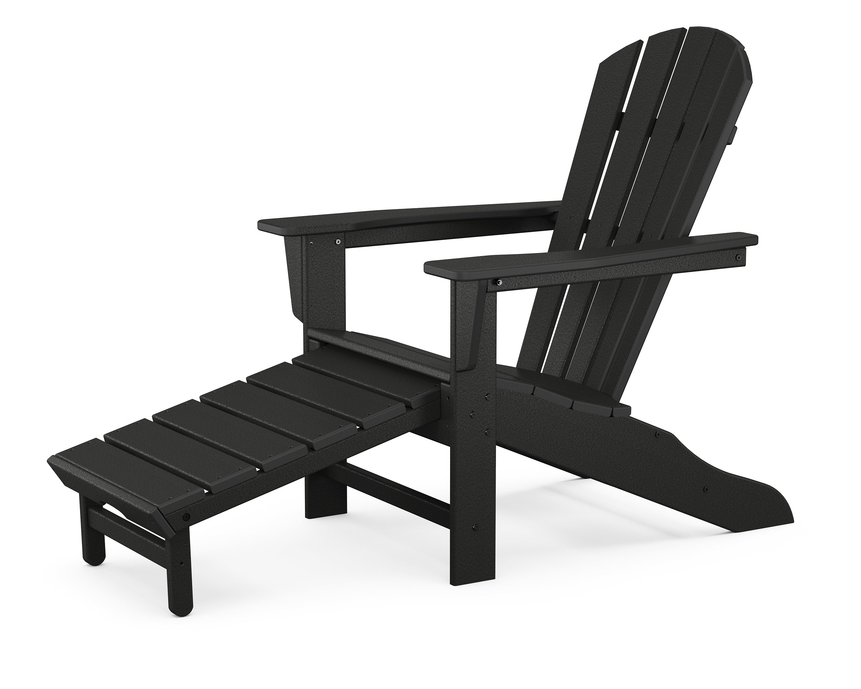 POLYWOOD® Palm Coast Ultimate Adirondack with Hideaway Ottoman in Black