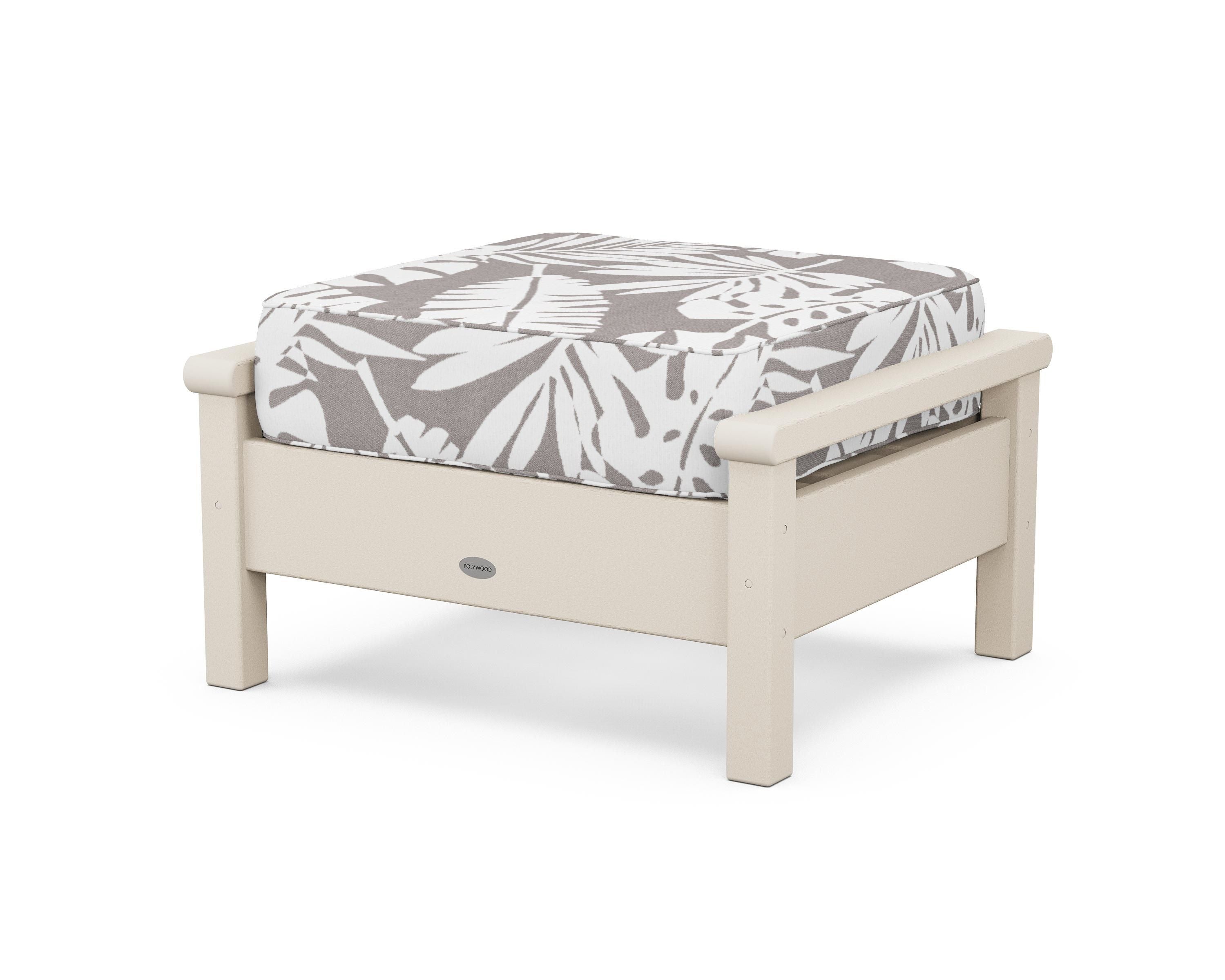POLYWOOD® Harbour Deep Seating Ottoman in Sand / Leaf Grey Mist