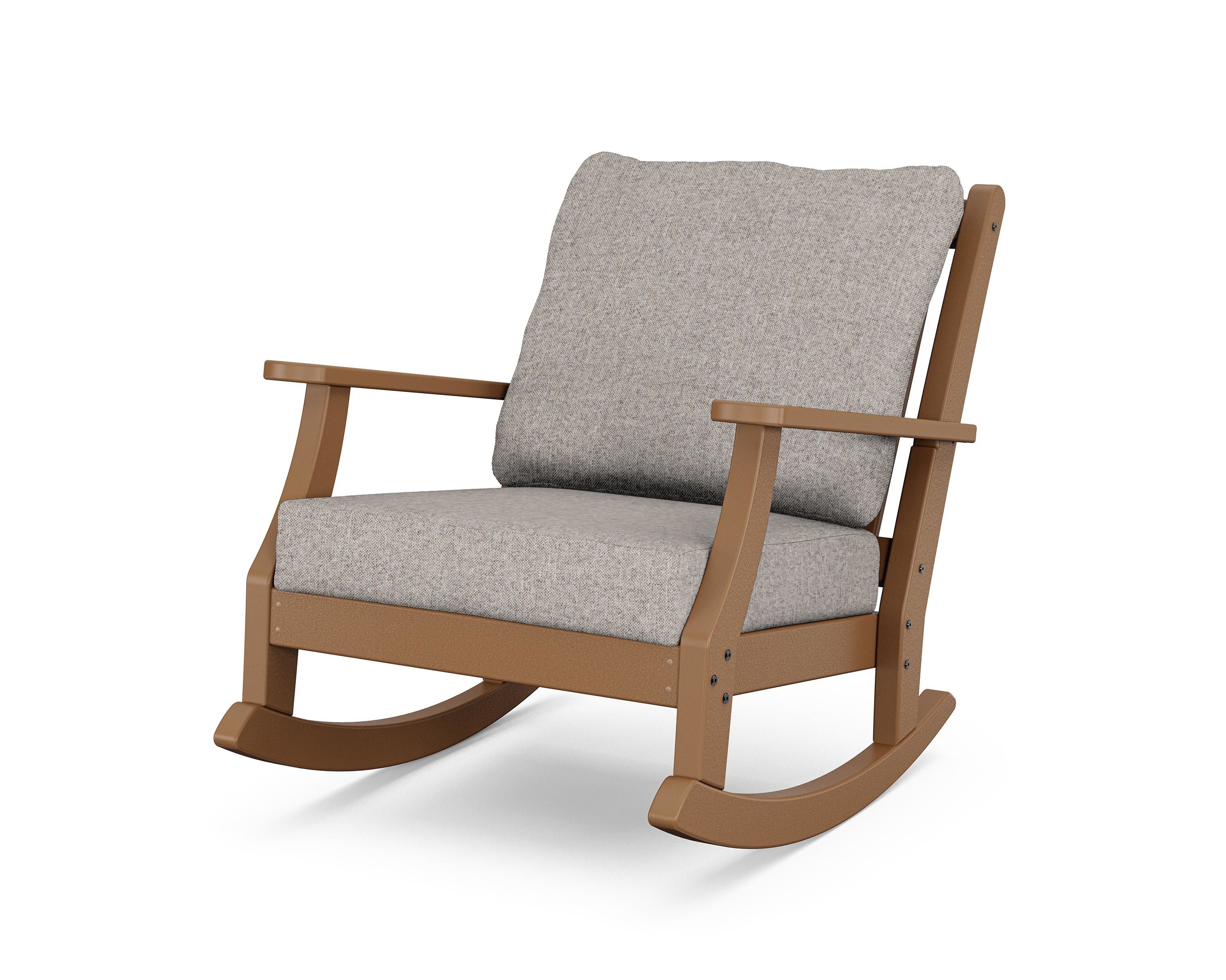 Country Living Wovendale Deep Seating Rocking Chair in Teak / Weathered Tweed