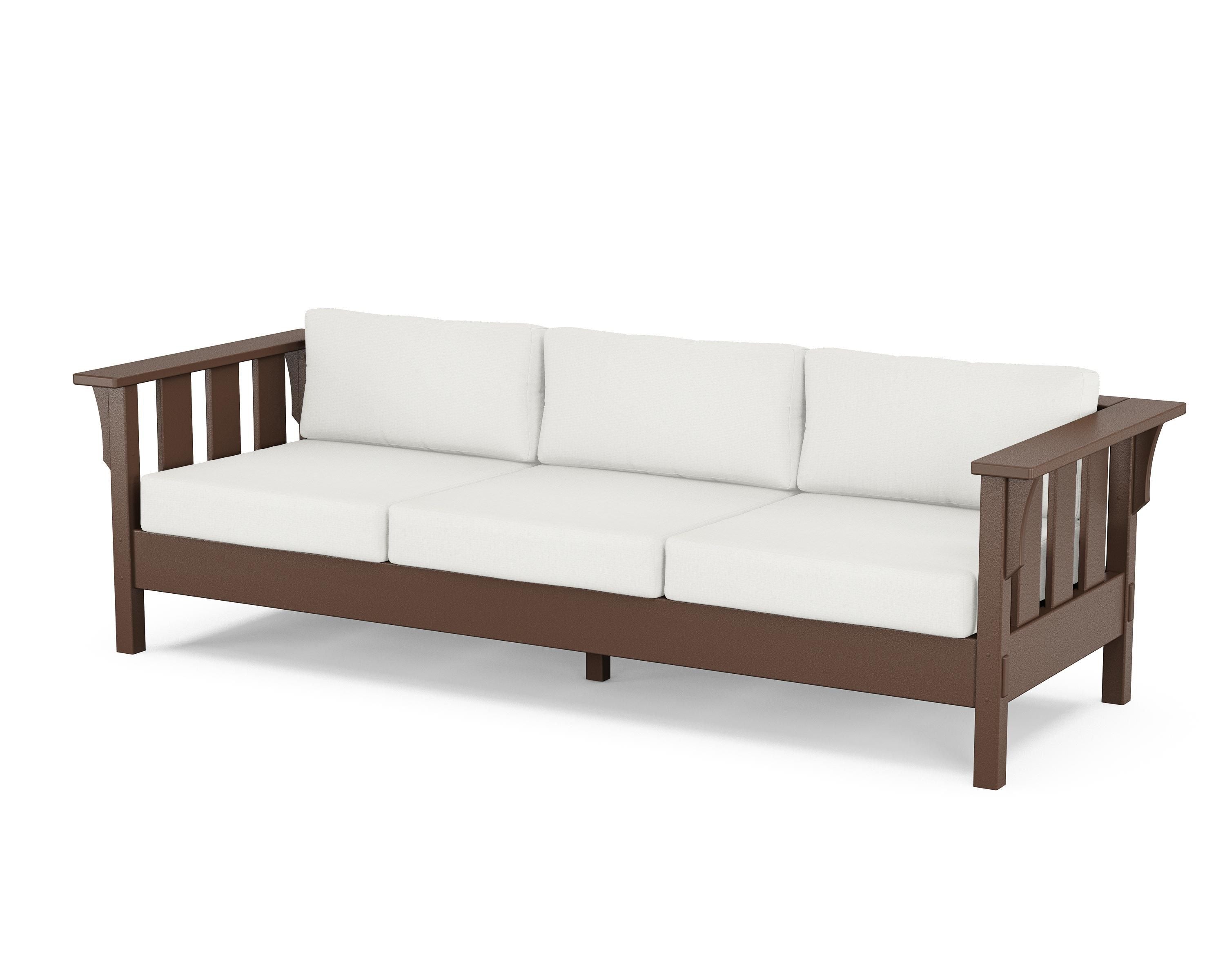 Martha Stewart by POLYWOOD® Acadia Deep Seating Sofa in Mahogany / Natural Linen