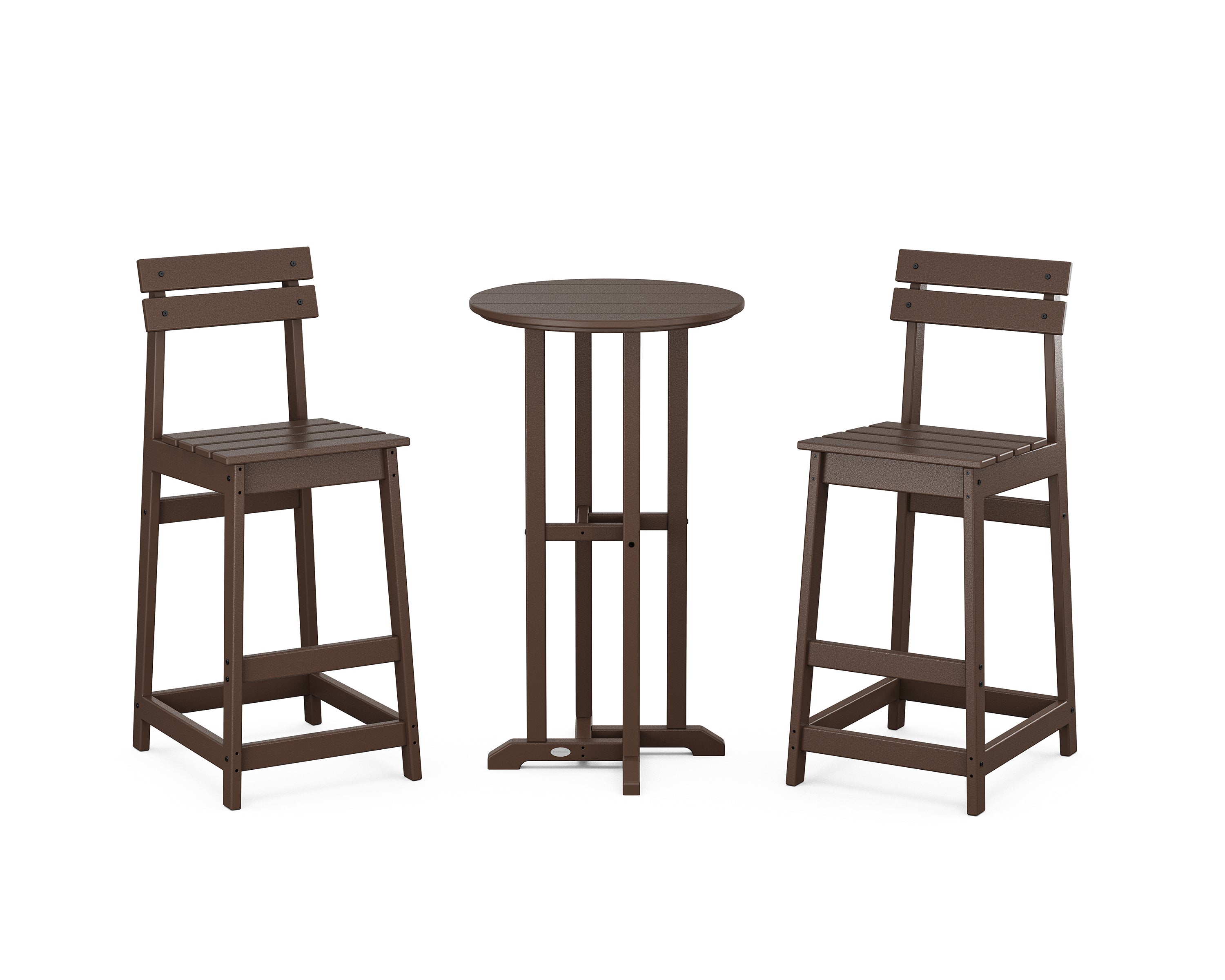 POLYWOOD® Modern Studio Plaza Bar Chair 3-Piece Bistro Set in Mahogany