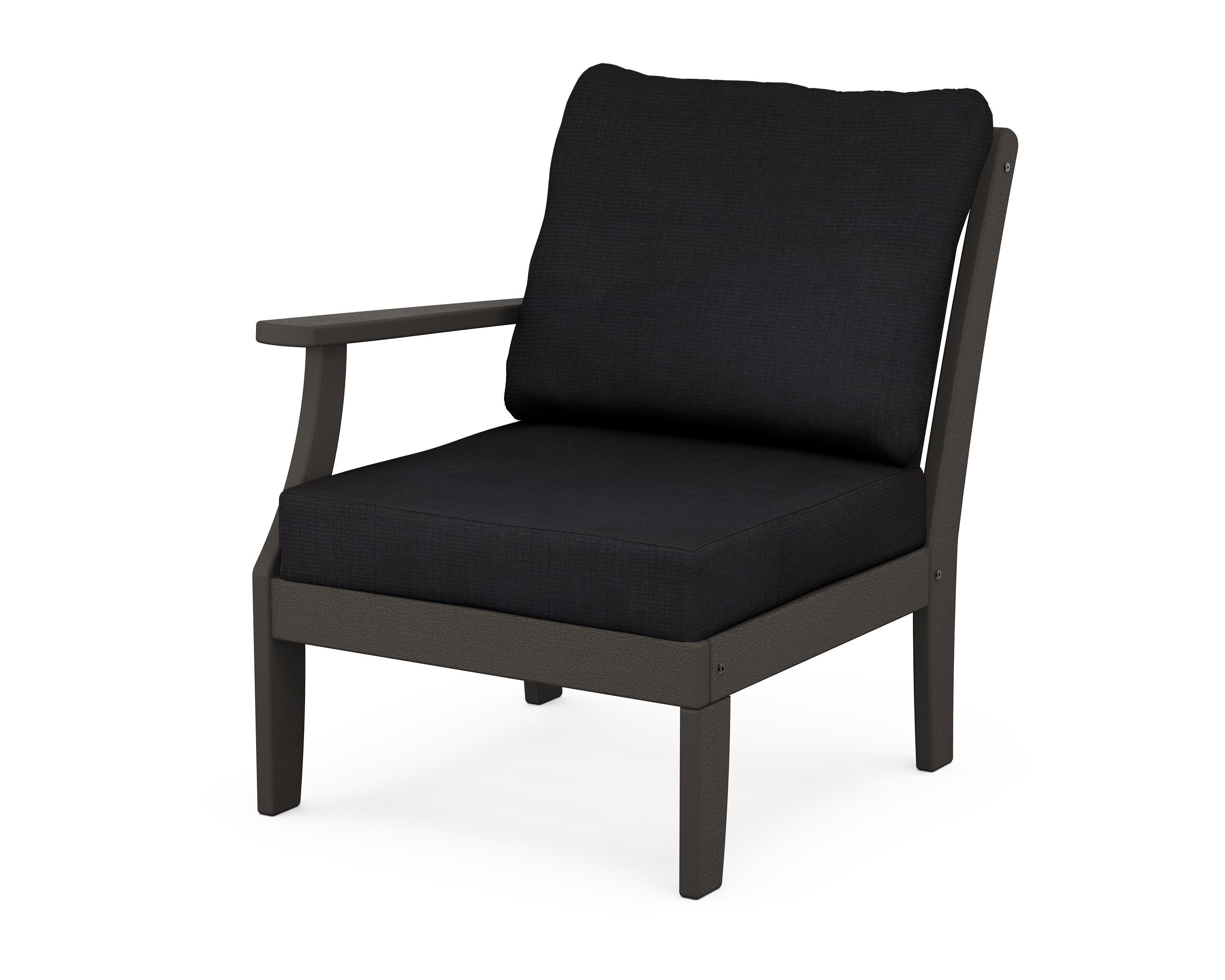 POLYWOOD® Braxton Modular Left Arm Chair in Vintage Coffee / Midnight Linen