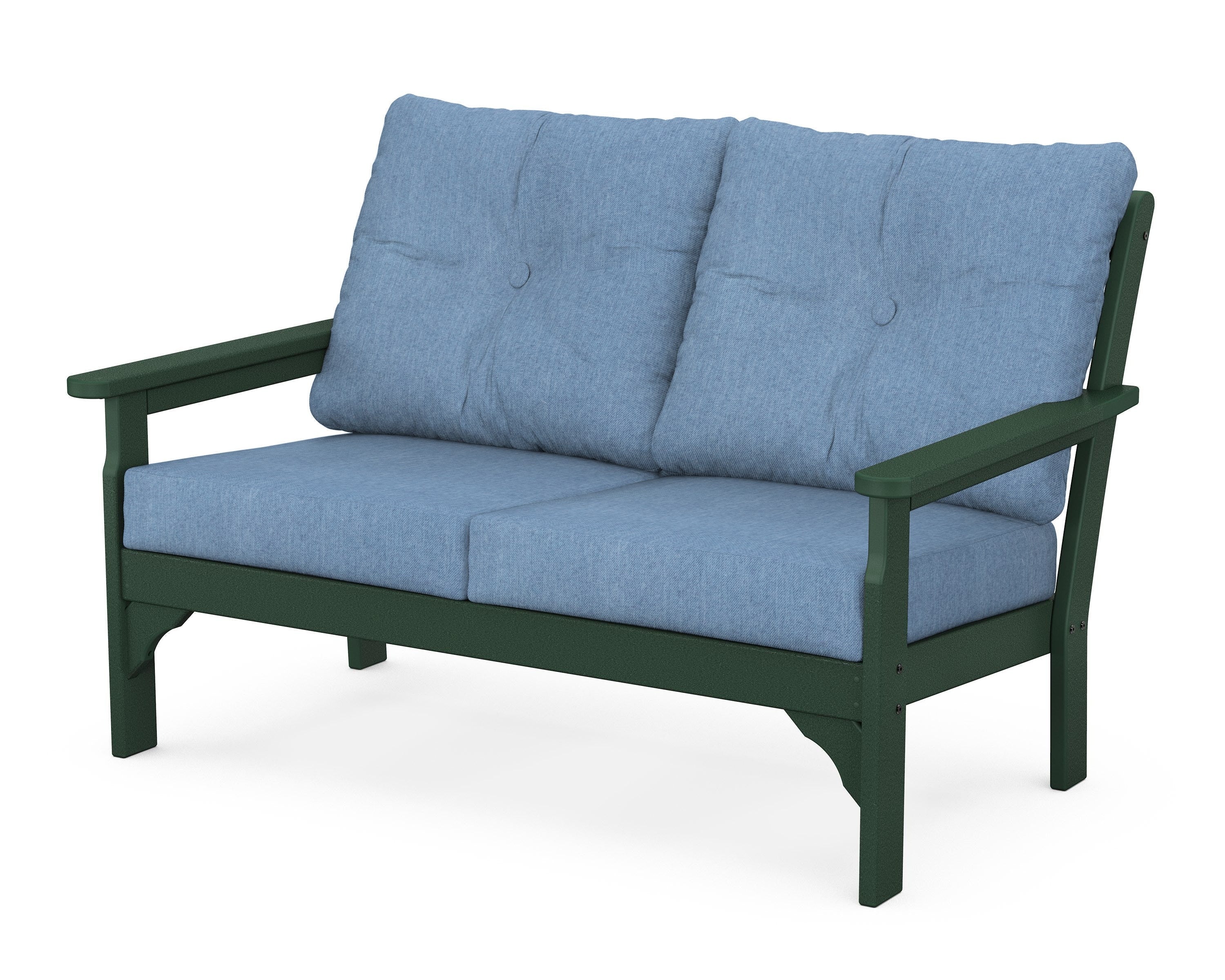 POLYWOOD® Vineyard Deep Seating Loveseat in Green / Sky Blue