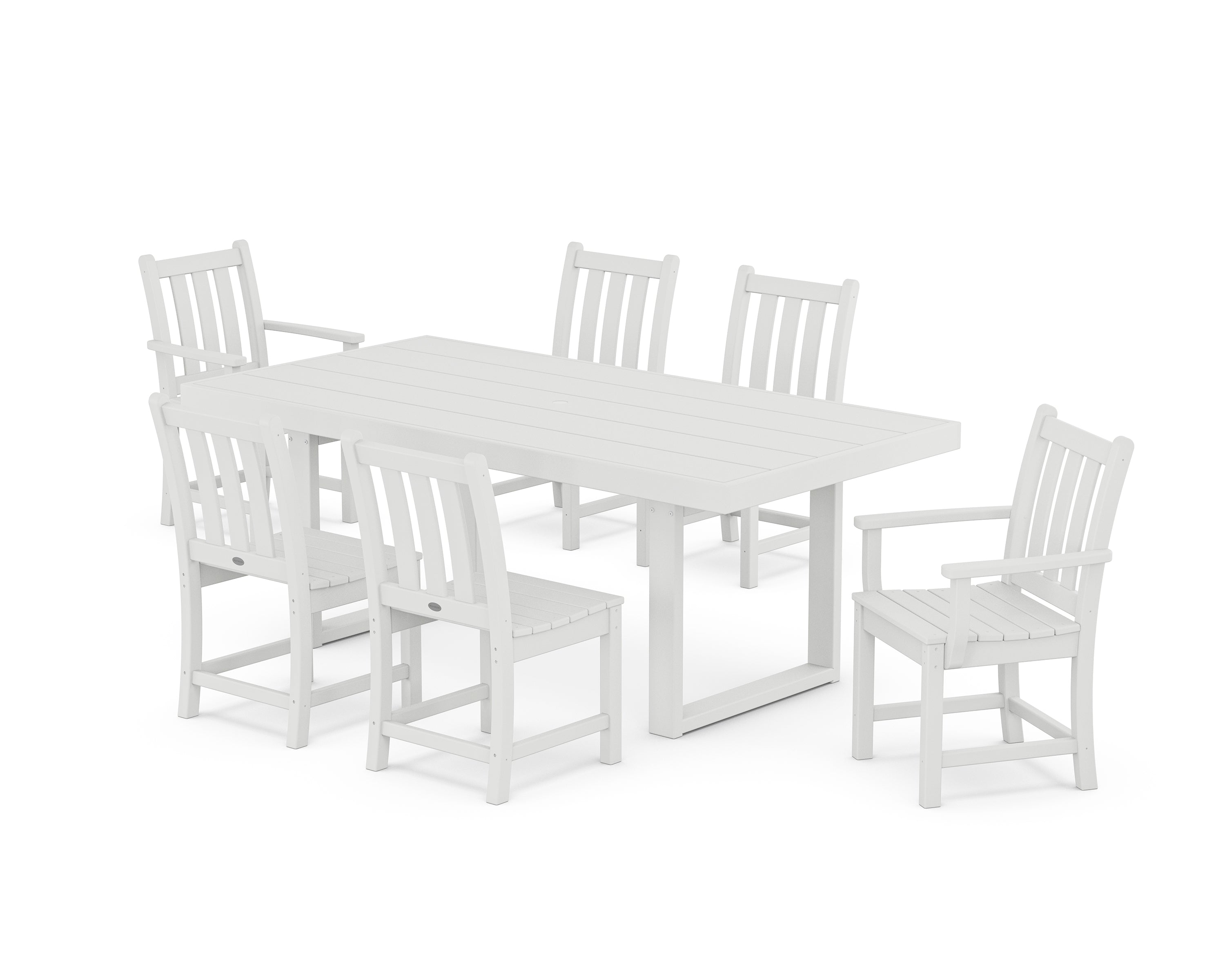POLYWOOD® Traditional Garden 7-Piece Dining Set in White