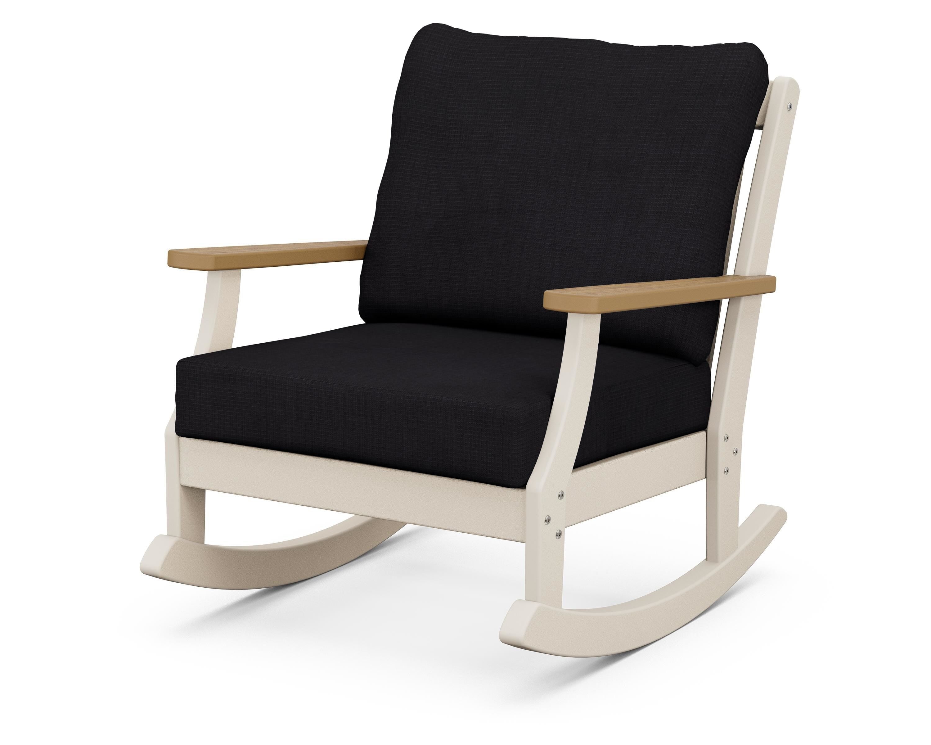 POLYWOOD® Braxton Deep Seating Rocking Chair in Sand / Natural / Midnight Linen