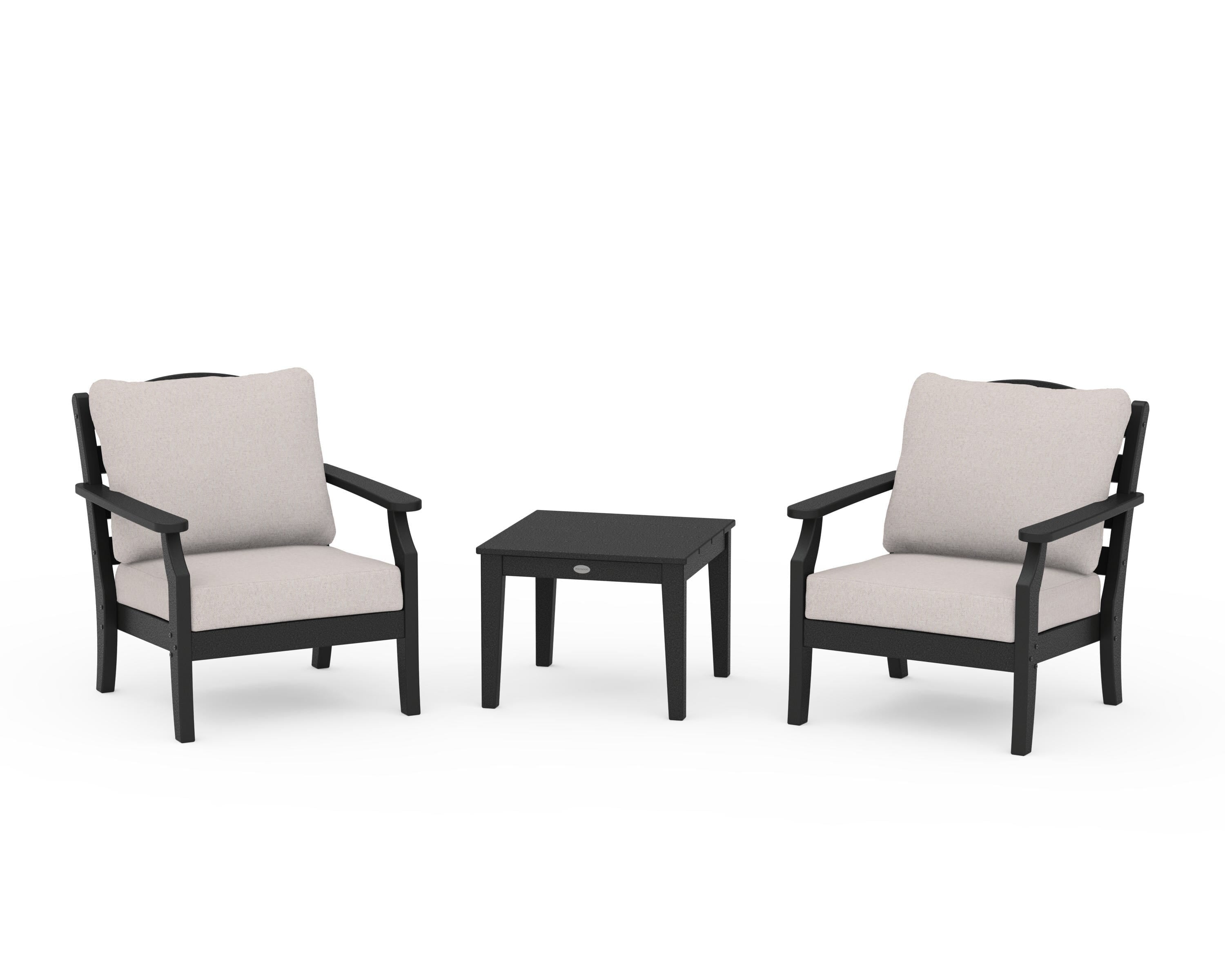 Draper James™ by POLYWOOD® Savannah 3-Piece Deep Seating Set in Black / Dune Burlap