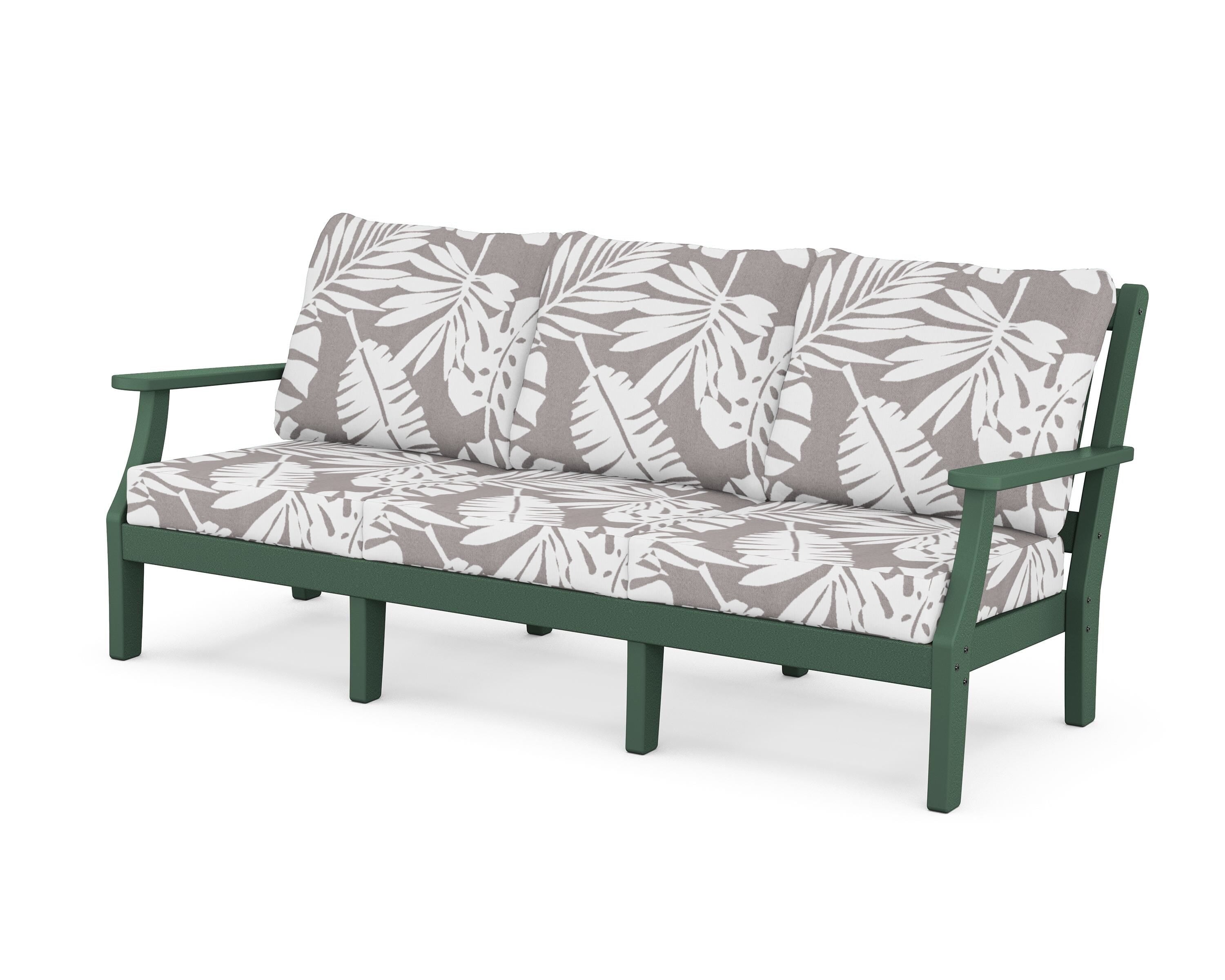 Martha Stewart by POLYWOOD® Chinoiserie Deep Seating Sofa in Green / Leaf Grey Mist