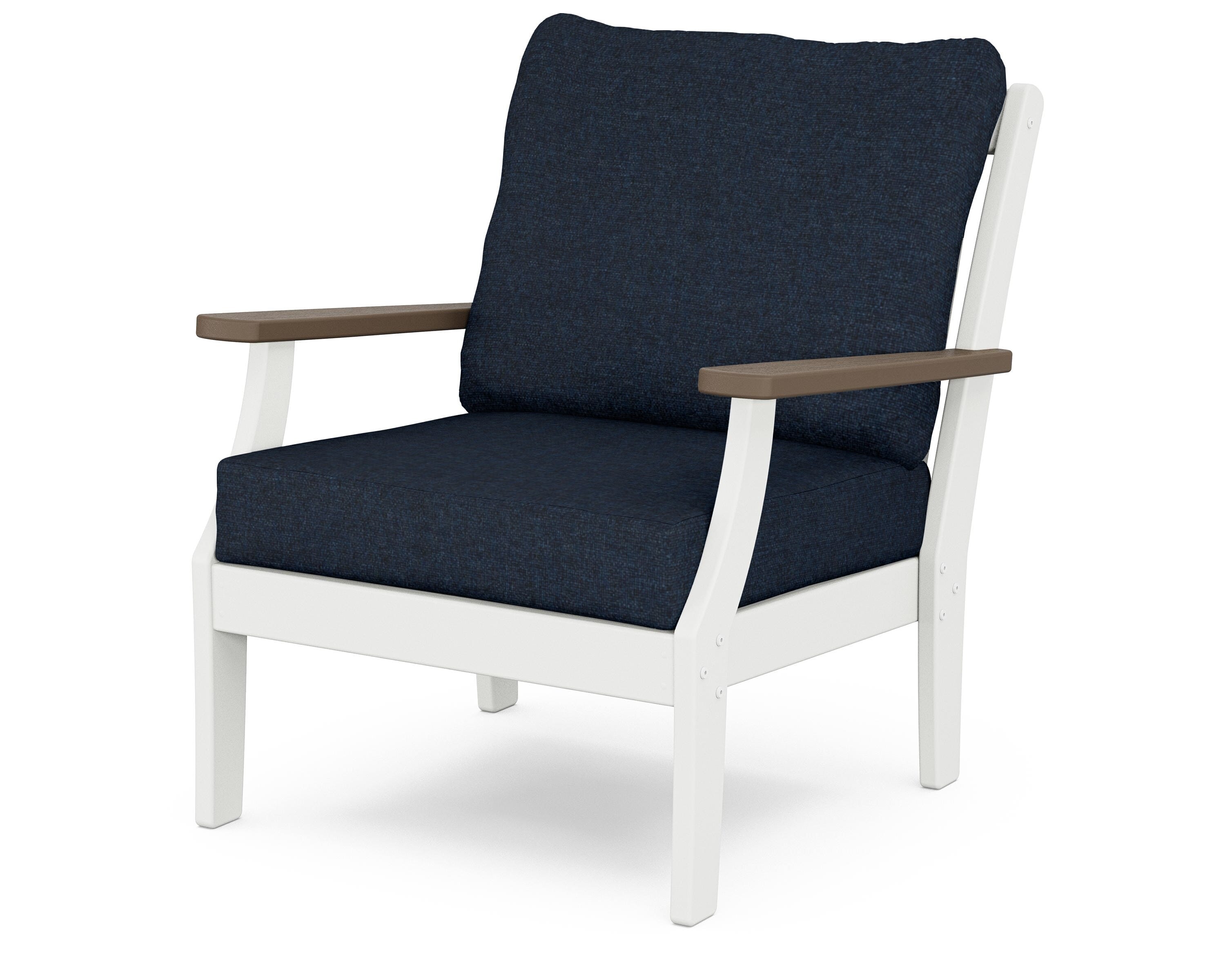 POLYWOOD® Braxton Deep Seating Chair in White / Kona / Marine Indigo