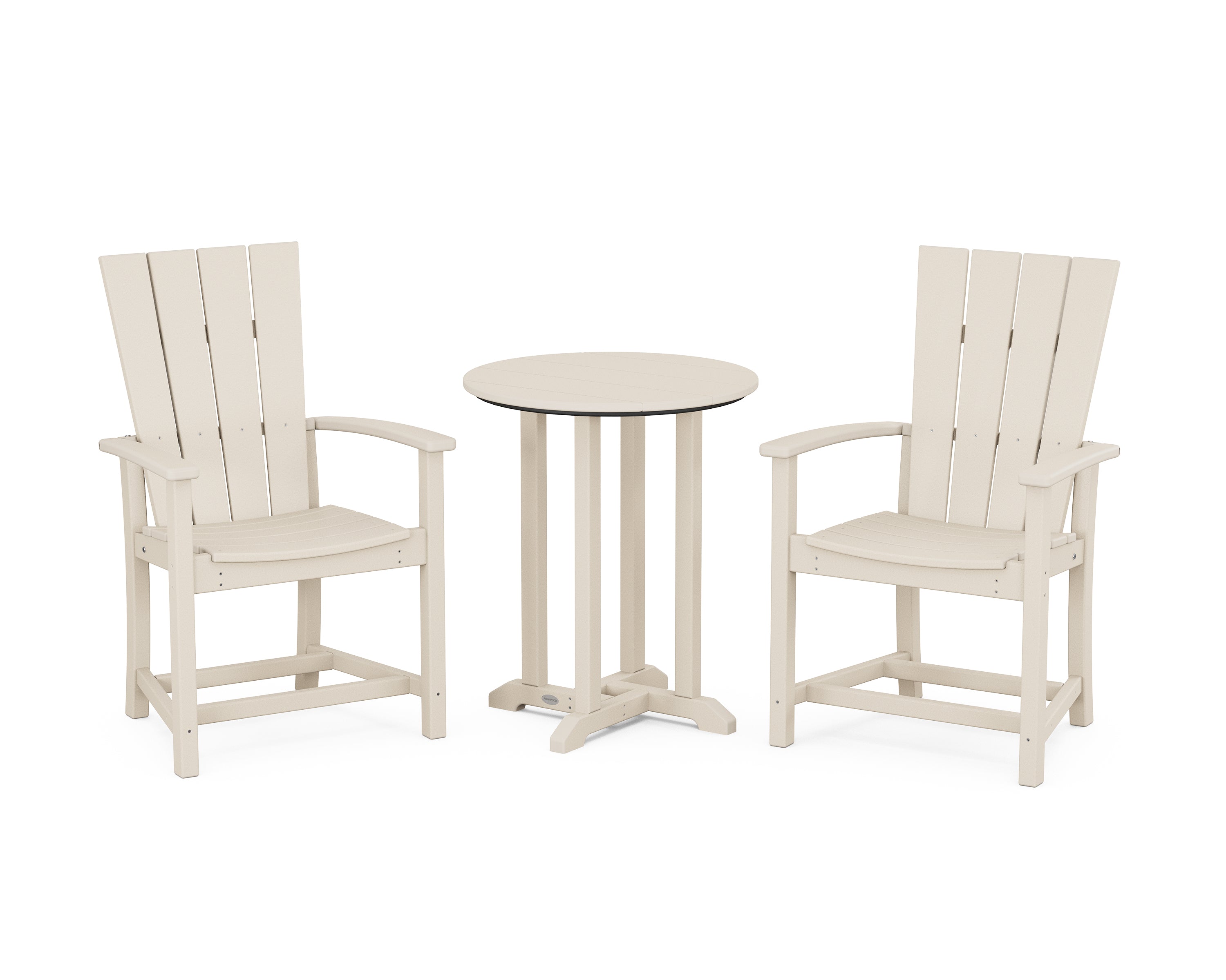 POLYWOOD® Quattro 3-Piece Round Farmhouse Bistro Dining Set in Sand