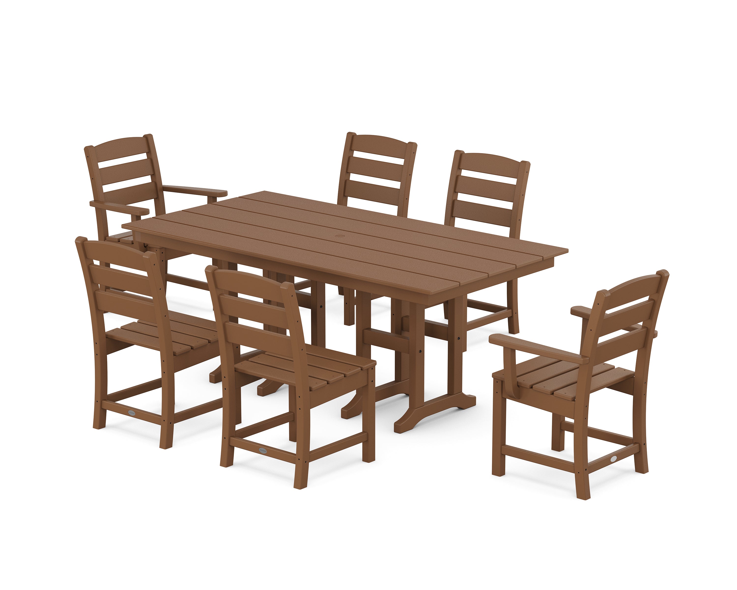POLYWOOD® Lakeside 7-Piece Farmhouse Dining Set in Teak