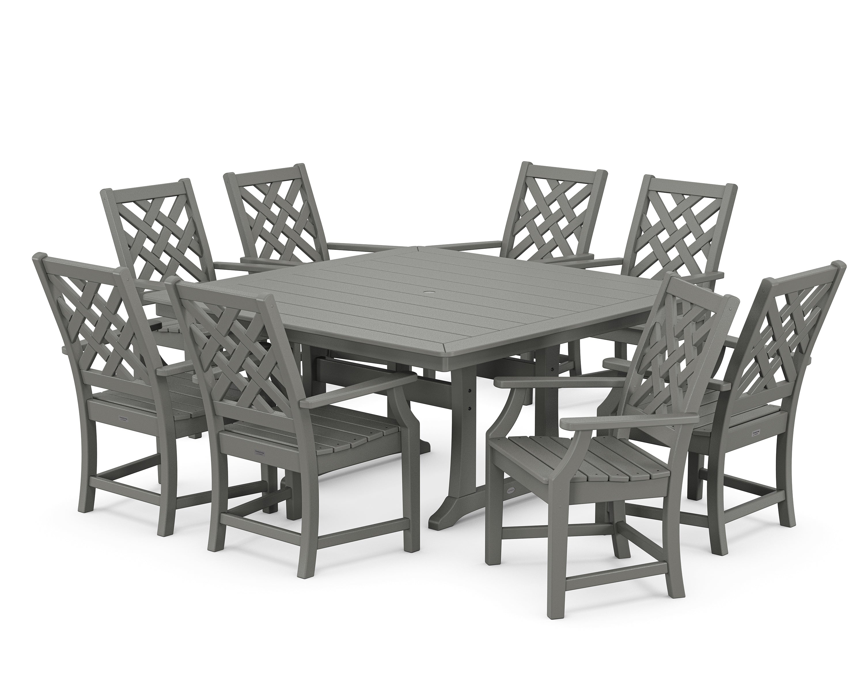 Country Living Wovendale 9-Piece Square Dining Set with Trestle Legs in Slate Grey