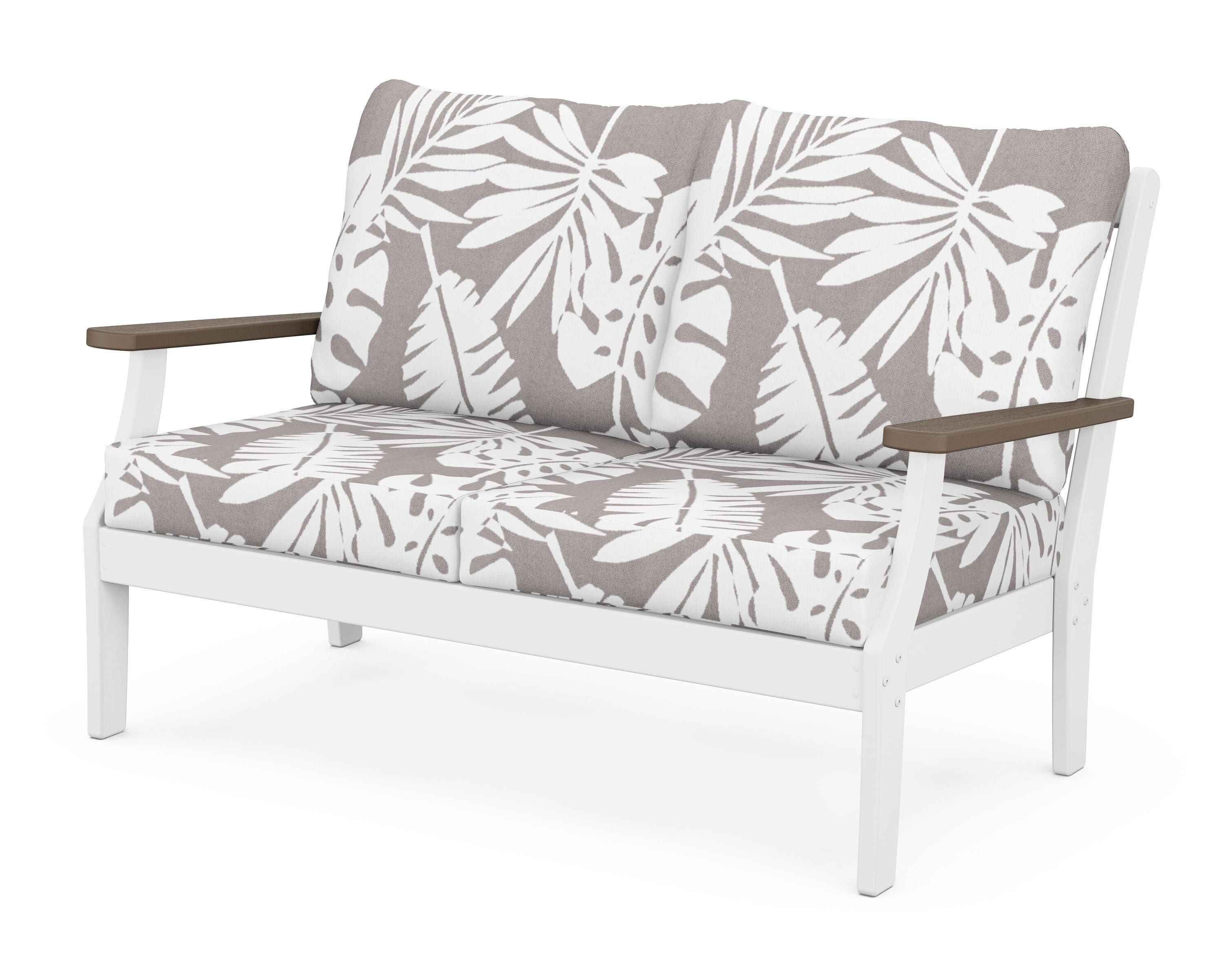 POLYWOOD® Braxton Deep Seating Loveseat in White / Kona / Leaf Grey Mist