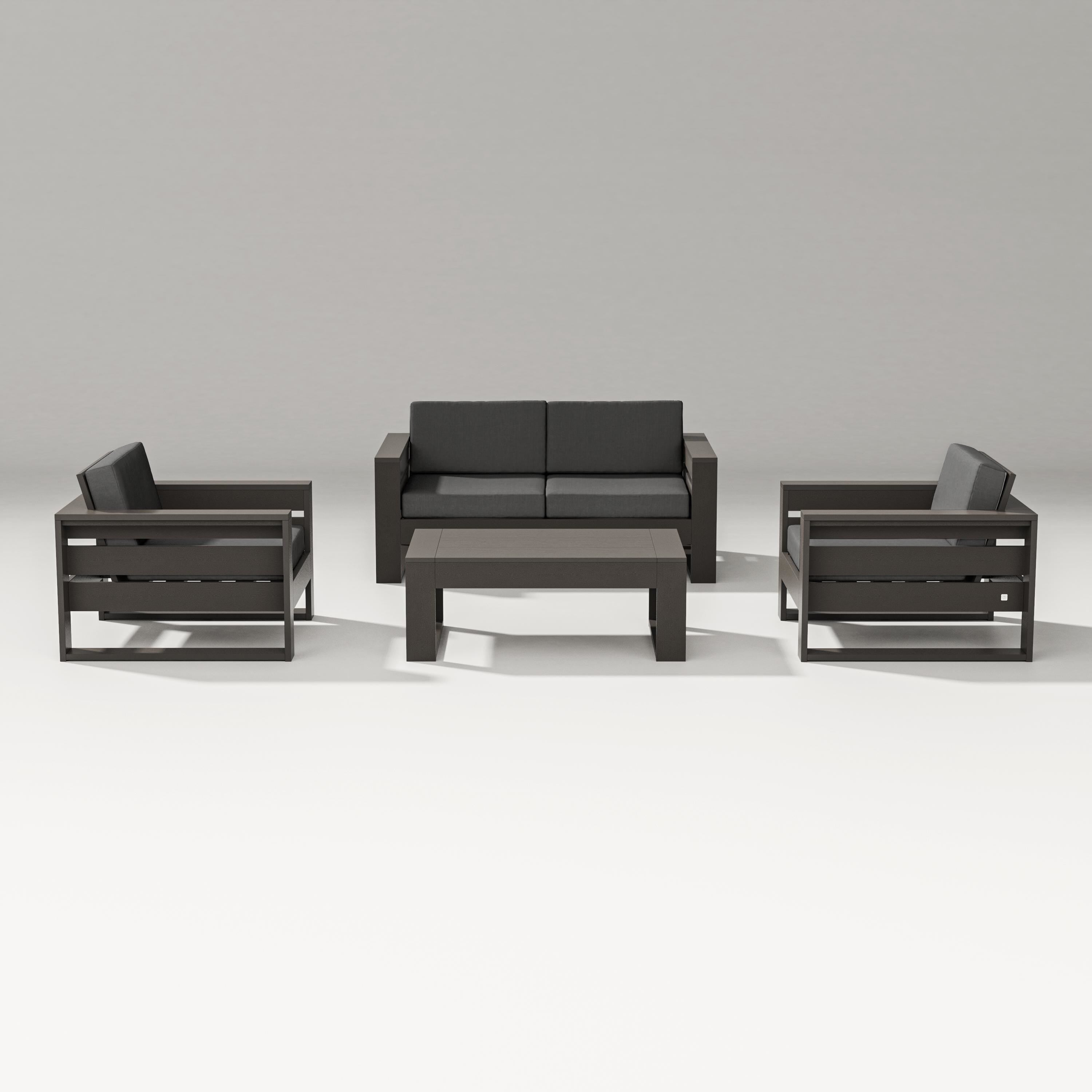 PW Designer Series Latitude 4-Piece Lounge Loveseat Set in Vintage Coffee / Spectrum Carbon