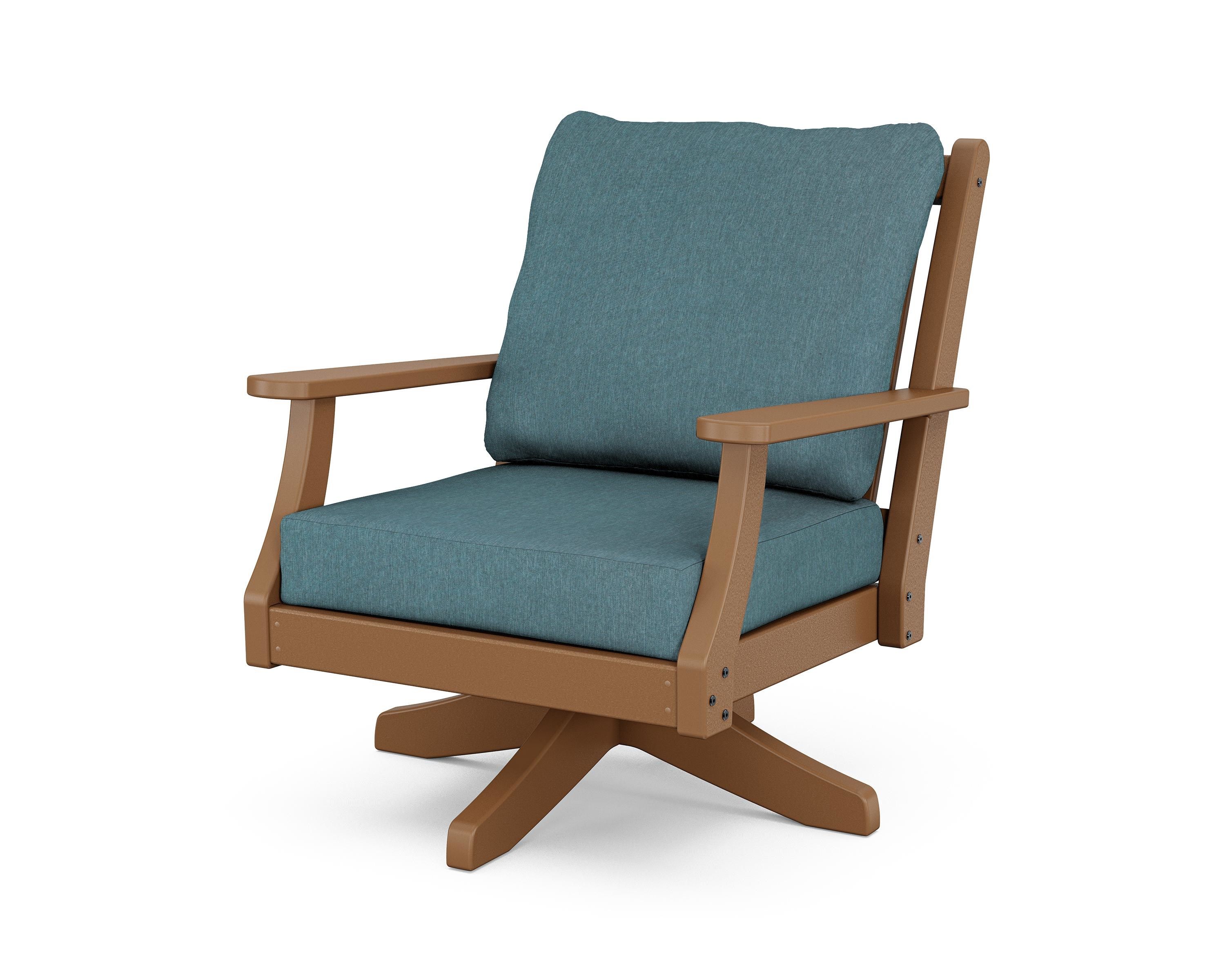 Country Living Wovendale Deep Seating Swivel Chair in Teak / Ocean Teal