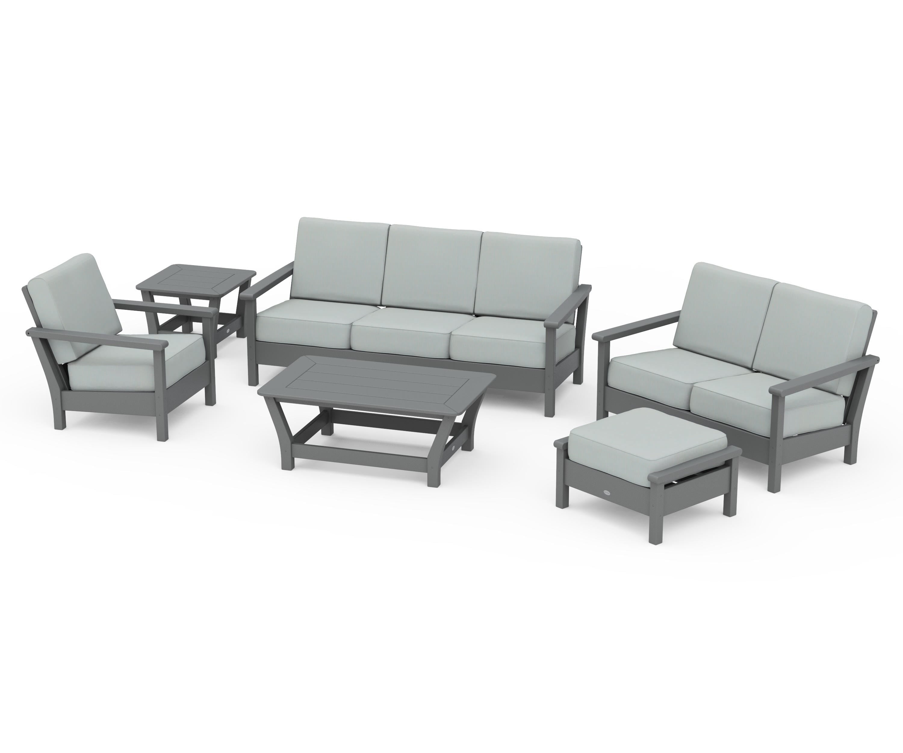 POLYWOOD® Harbour 6-Piece Outdoor Living Set in Slate Grey / Spa