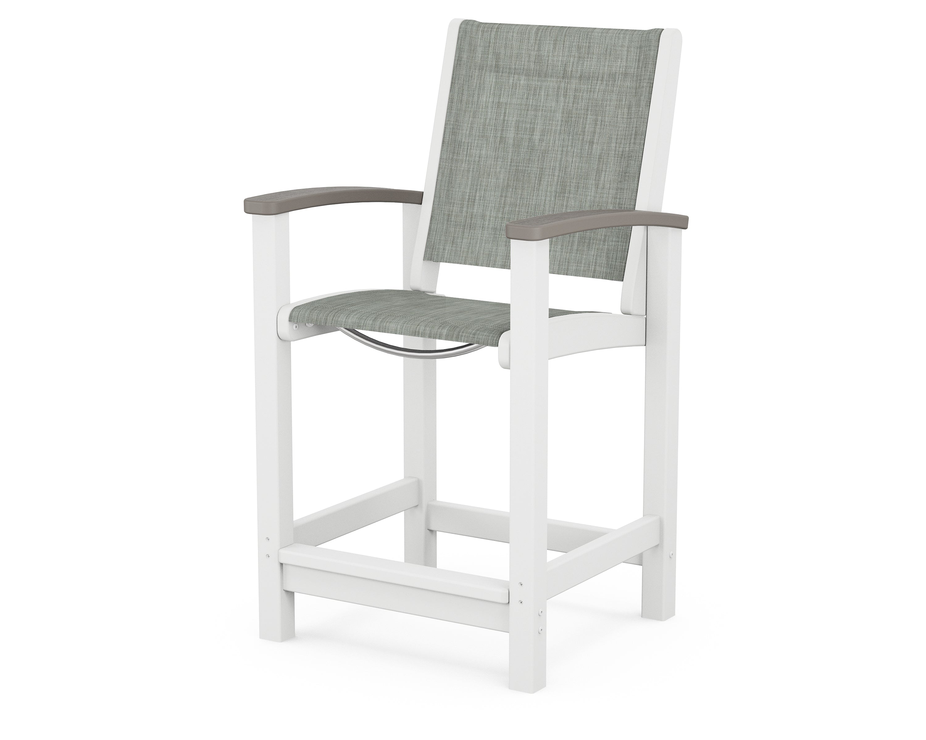 POLYWOOD® Coastal Counter Chair in White / Driftwood / Birch Sling