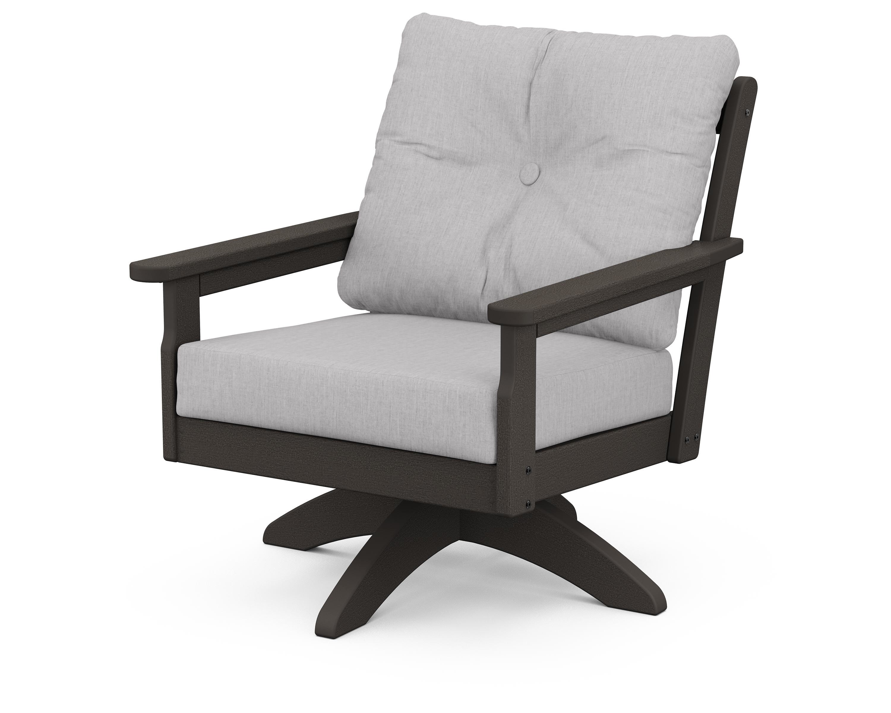 POLYWOOD® Vineyard Deep Seating Swivel Chair in Vintage Coffee / Granite