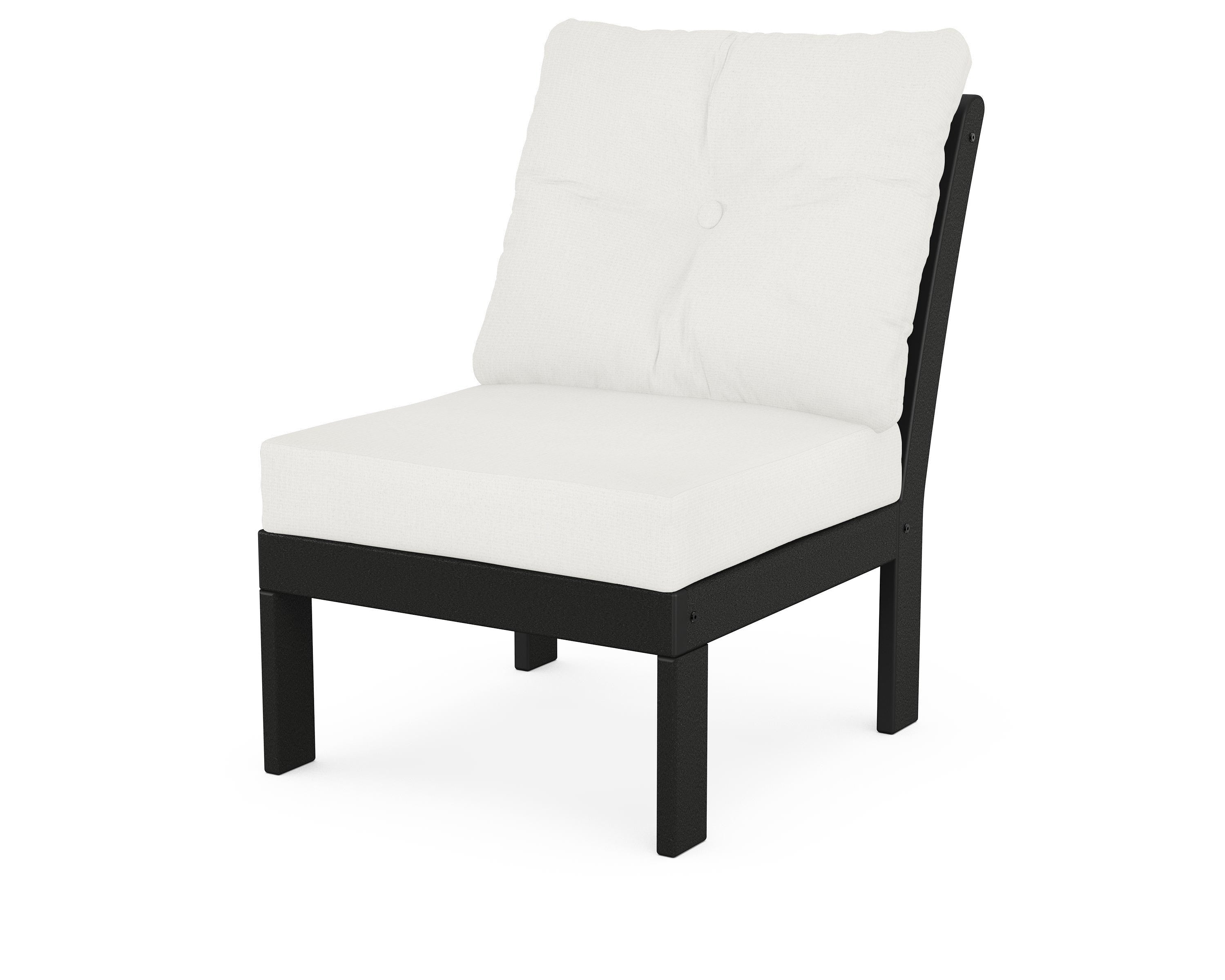 POLYWOOD® Vineyard Modular Armless Chair in Black / Natural Linen
