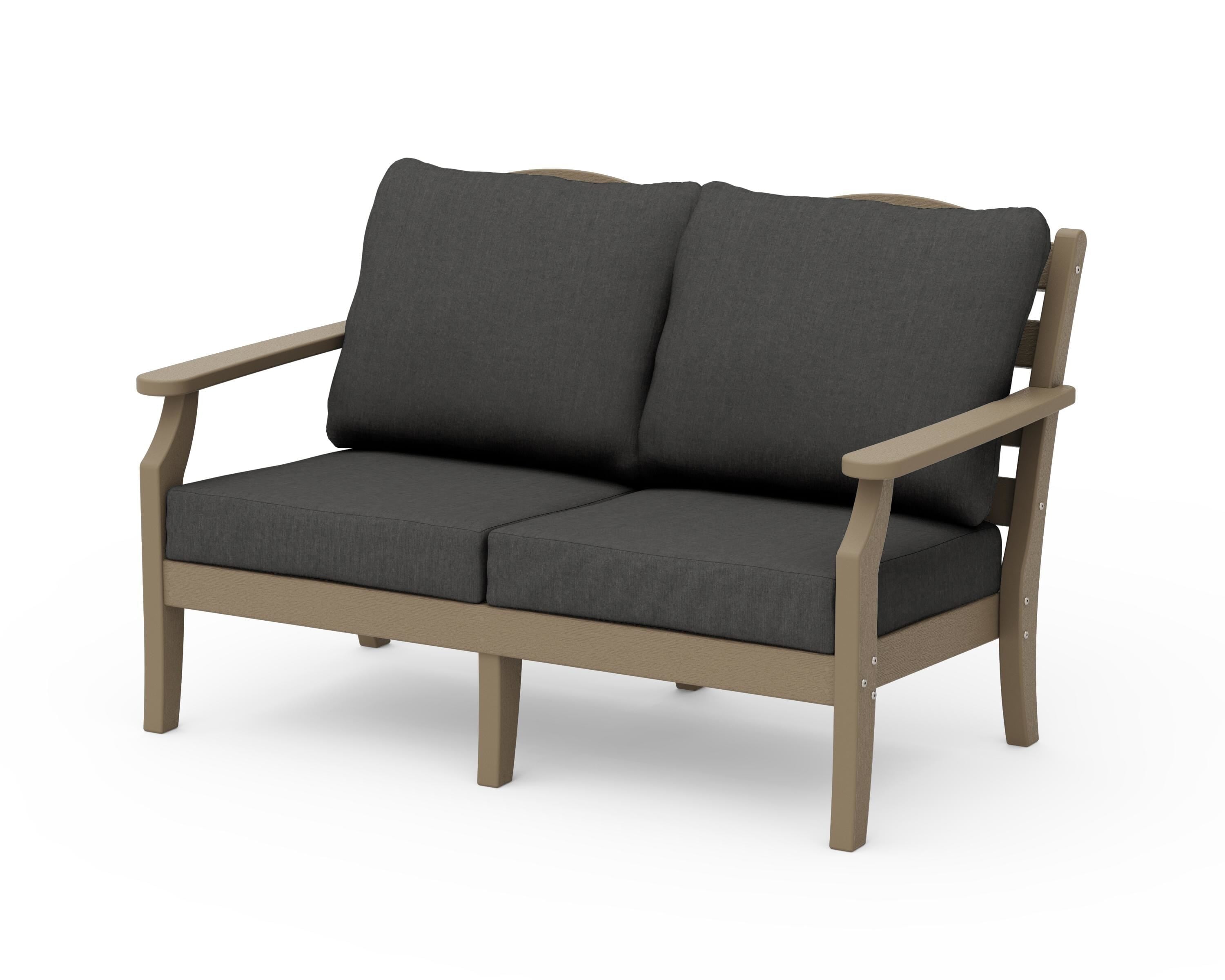 Draper James™ by POLYWOOD® Savannah Deep Seating Loveseat in Vintage Sahara / Spectrum Carbon