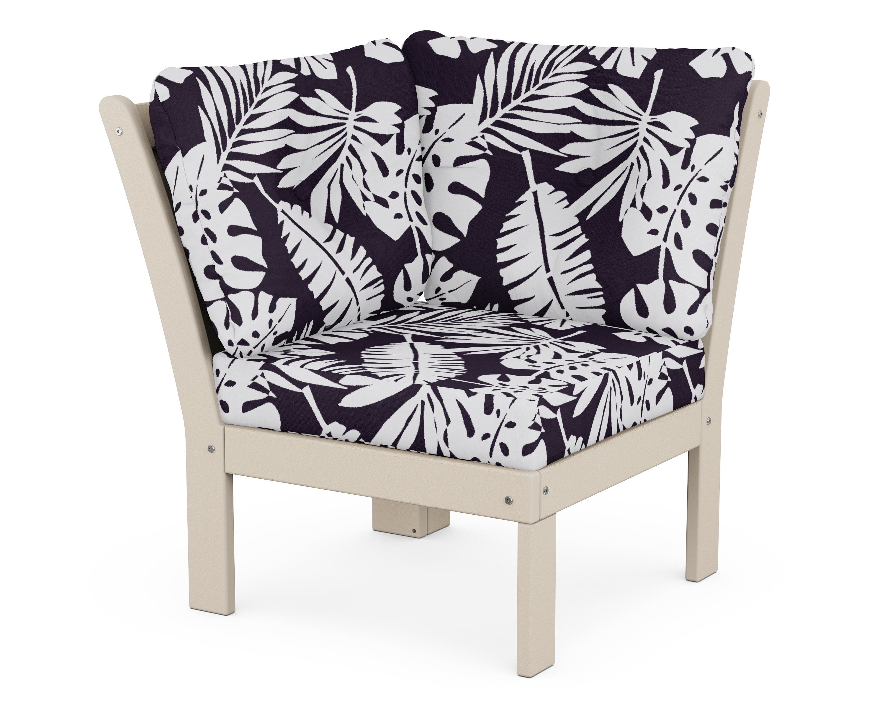 POLYWOOD® Vineyard Modular Corner Chair in Sand / Leaf Navy
