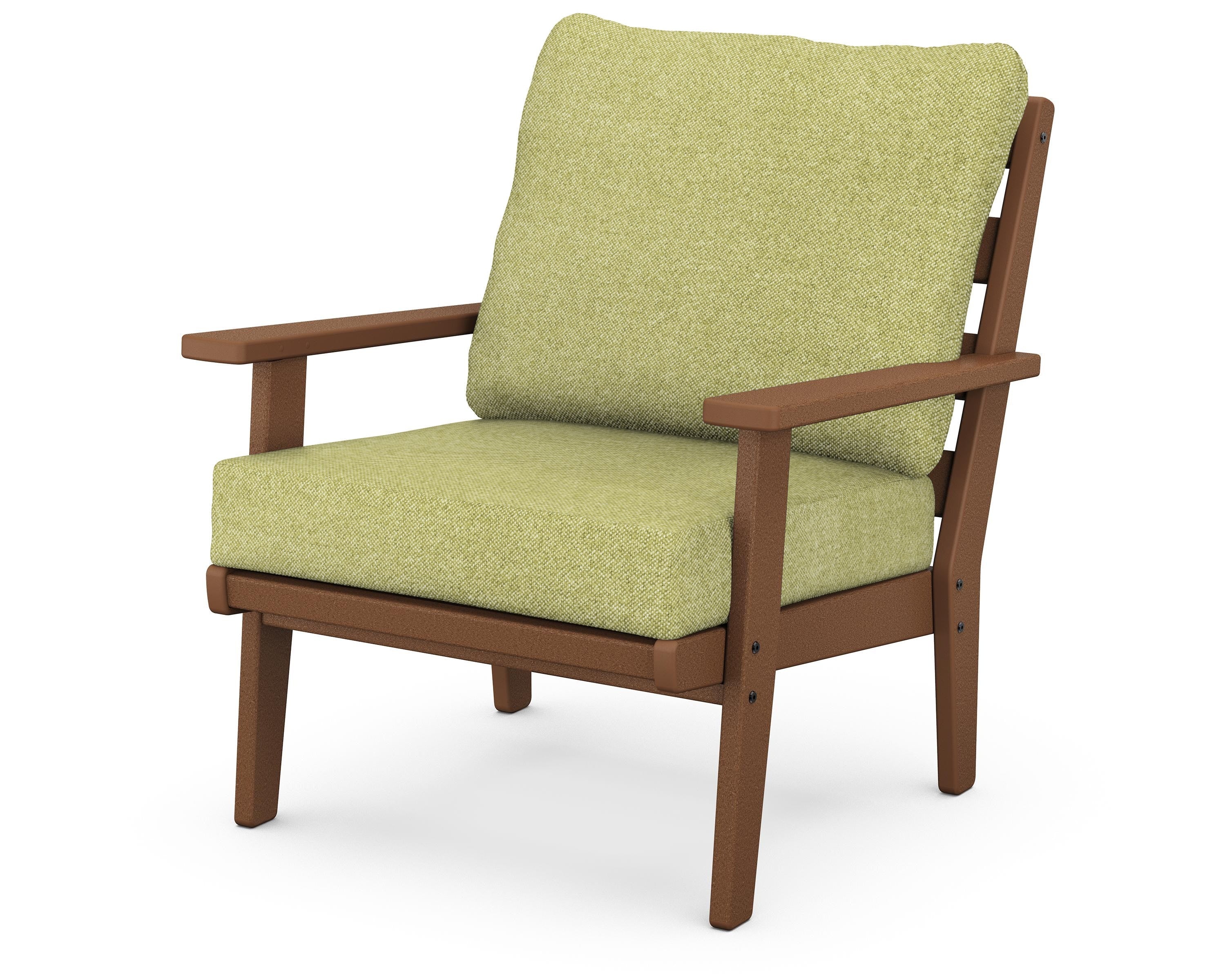 POLYWOOD® Grant Park Deep Seating Chair in Teak / Chartreuse Boucle