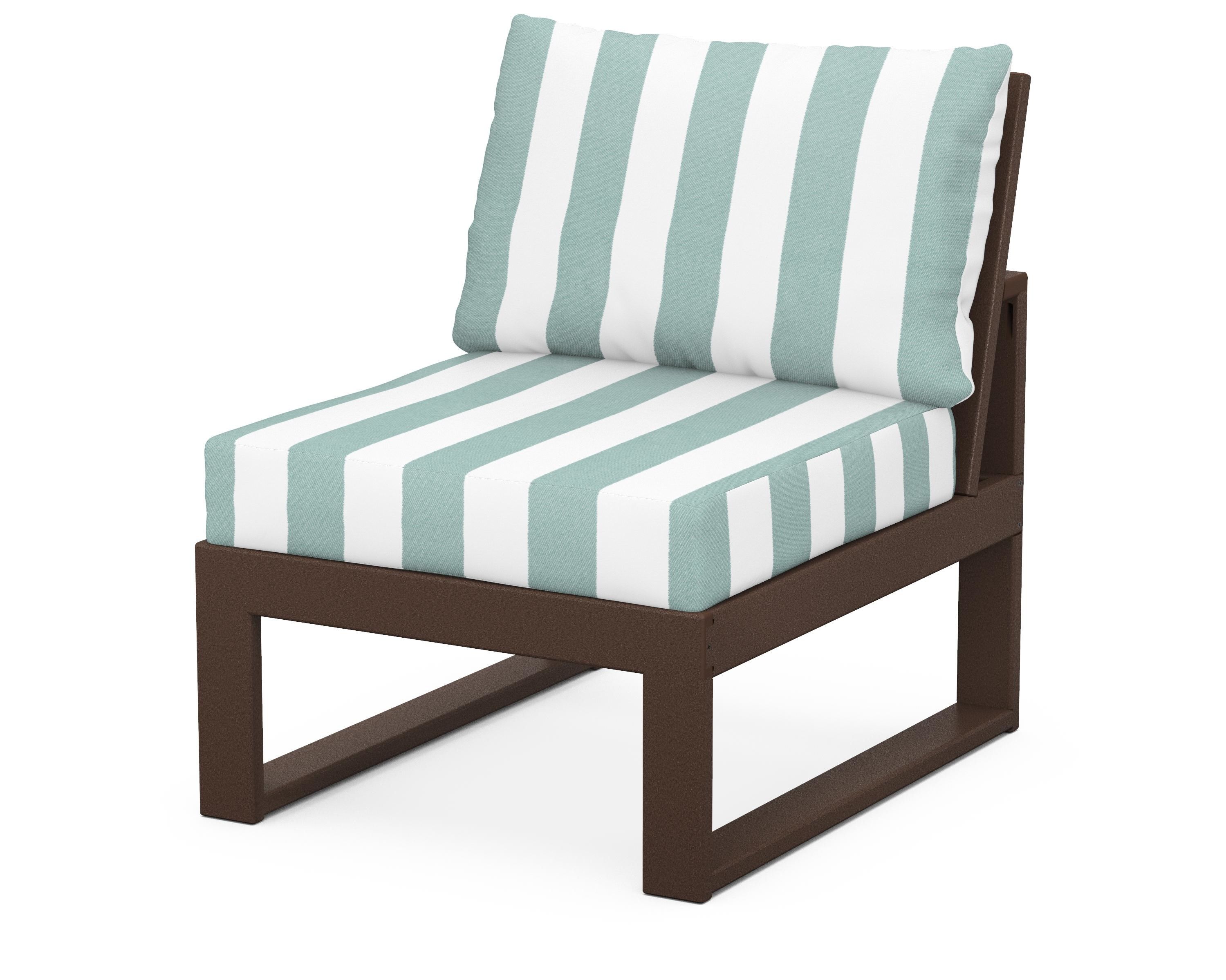 Unbranded Modular Armless Chair in Mahogany / Cabana Stripe Glacier Spa