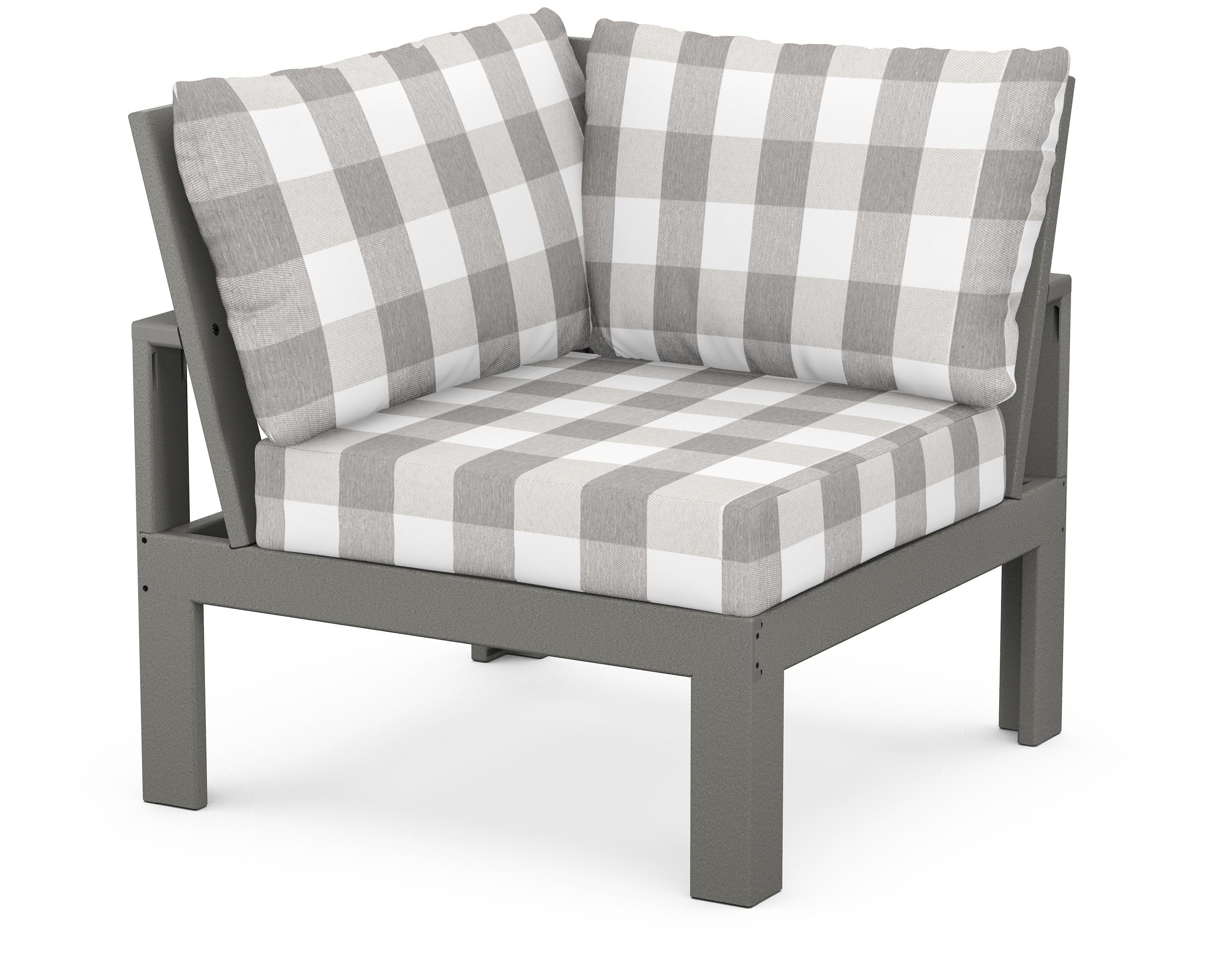 Unbranded Modular Corner Chair in Slate Grey / Buffalo Plaid Grey Mist