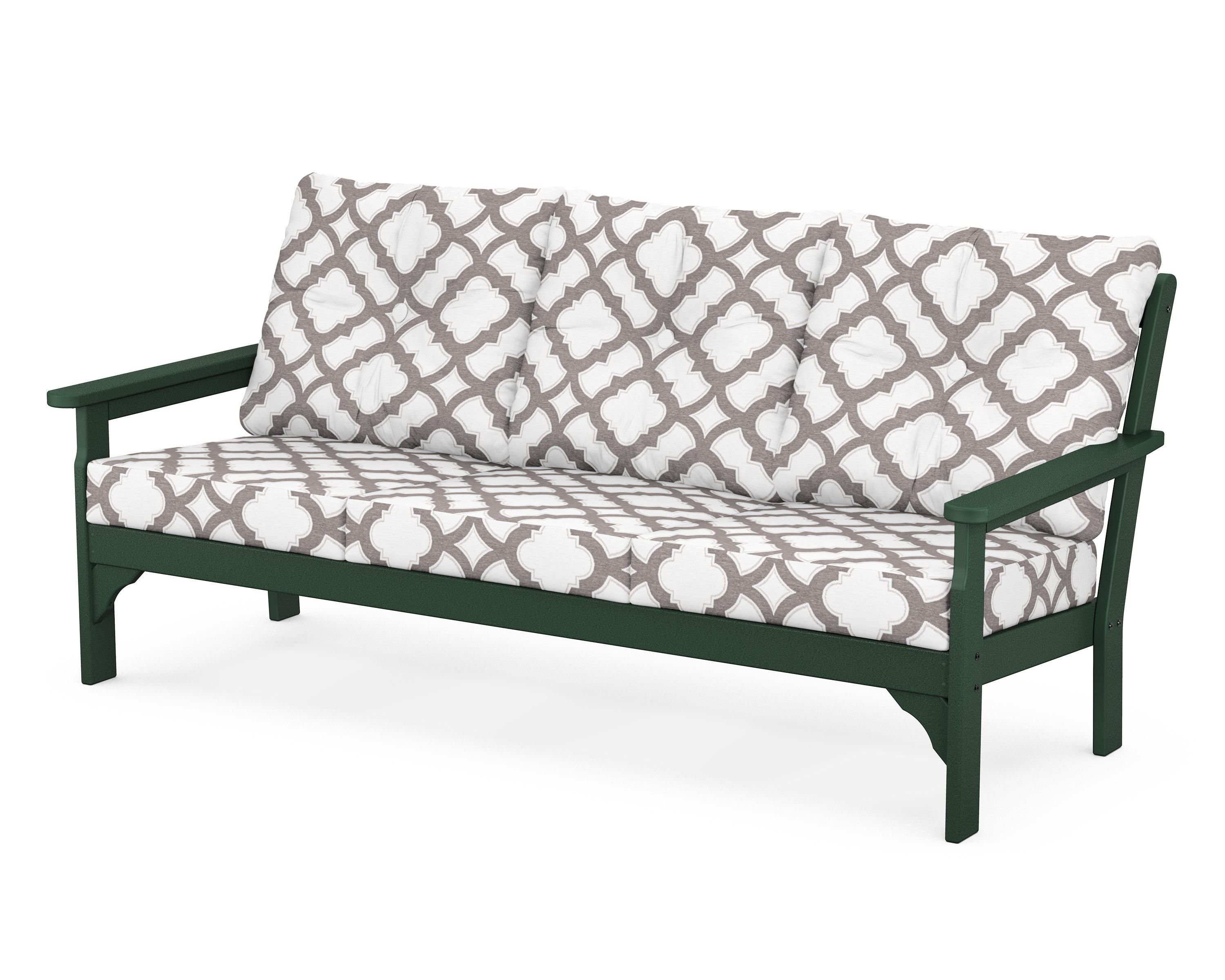 POLYWOOD® Vineyard Deep Seating Sofa in Green / Trellis Grey Mist