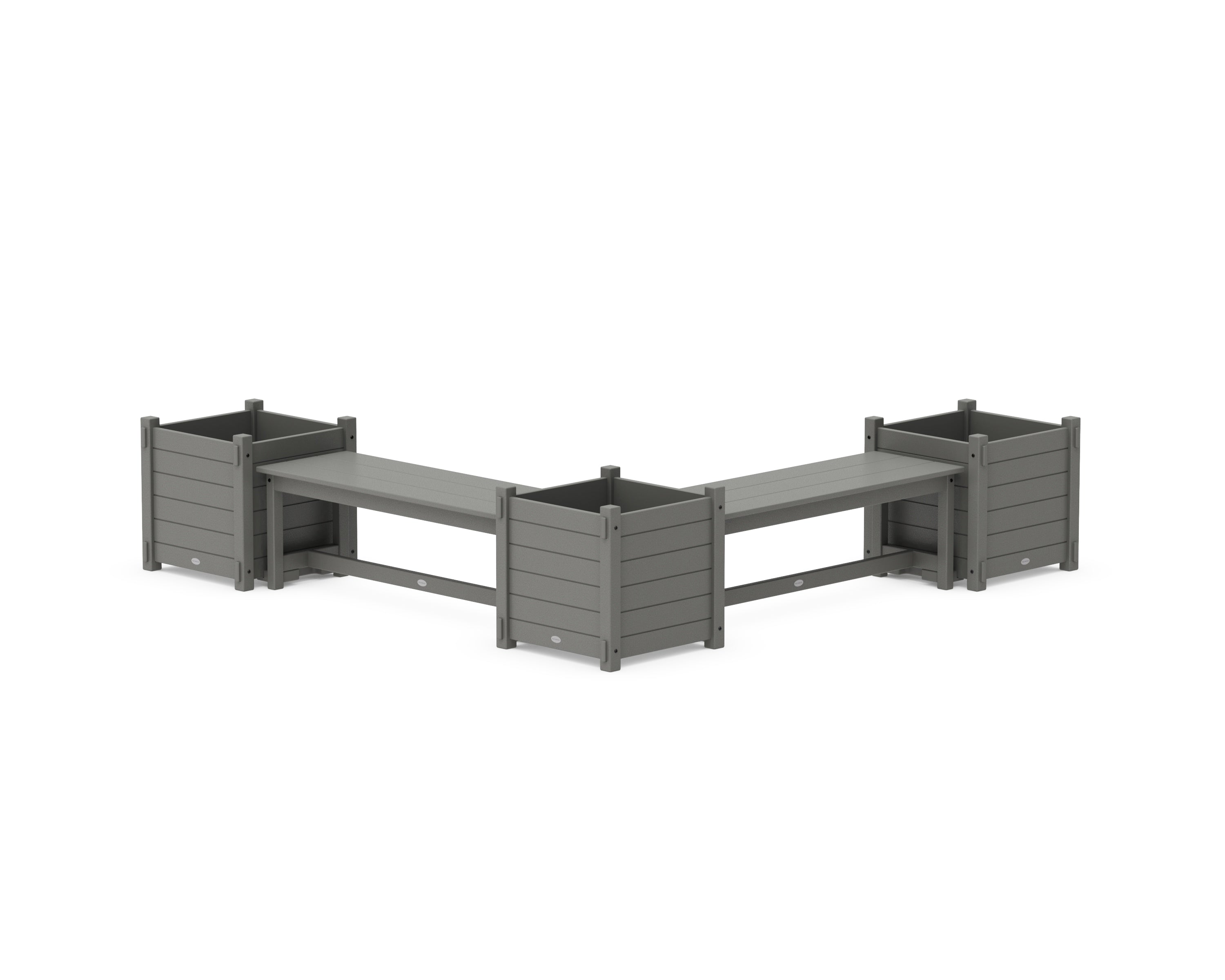 POLYWOOD® 48" Nautical L- Shaped Planter Bench Corner Set - Large in Slate Grey