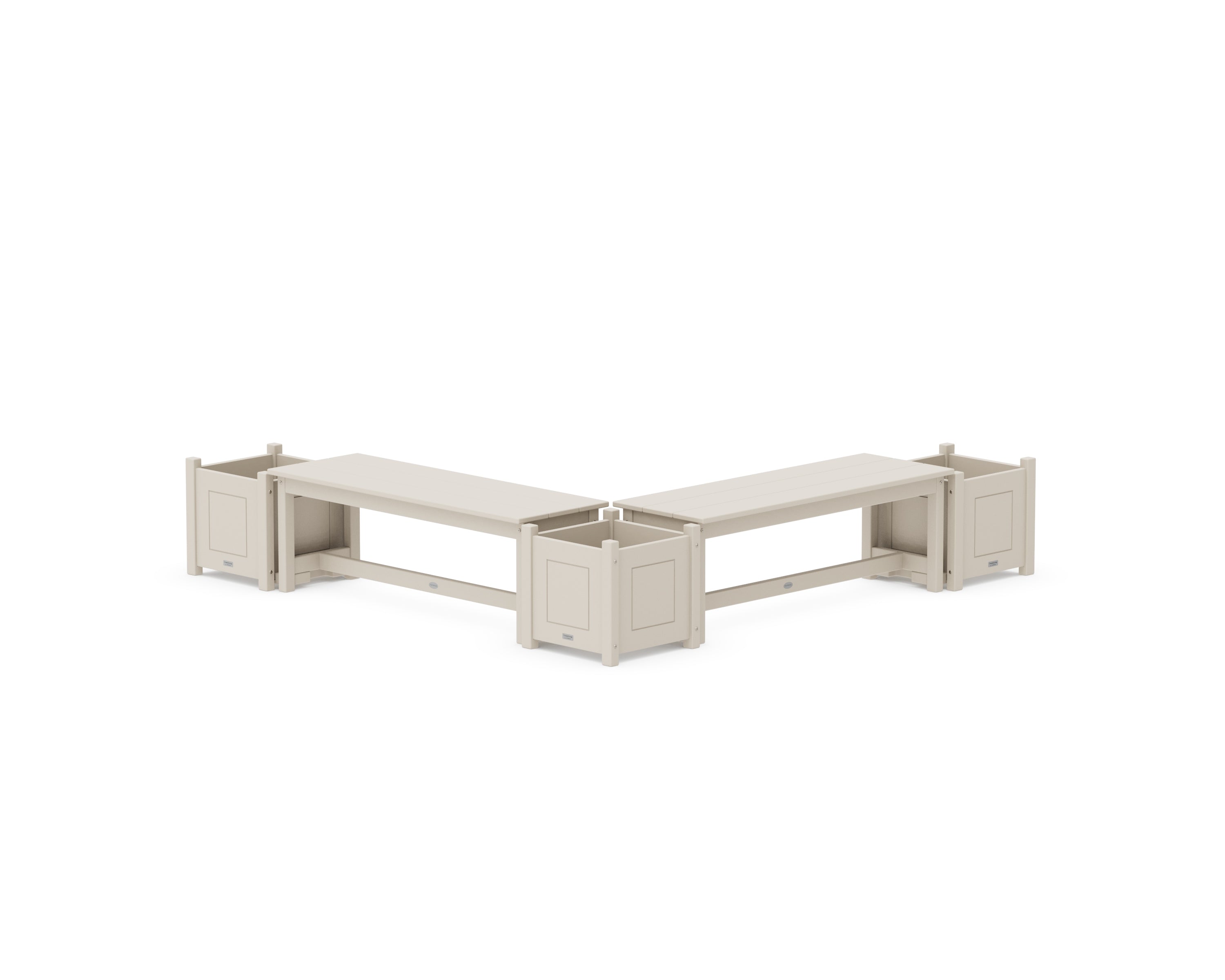 POLYWOOD® 48" Country Living L- Shaped Planter Bench Corner Set in Sand