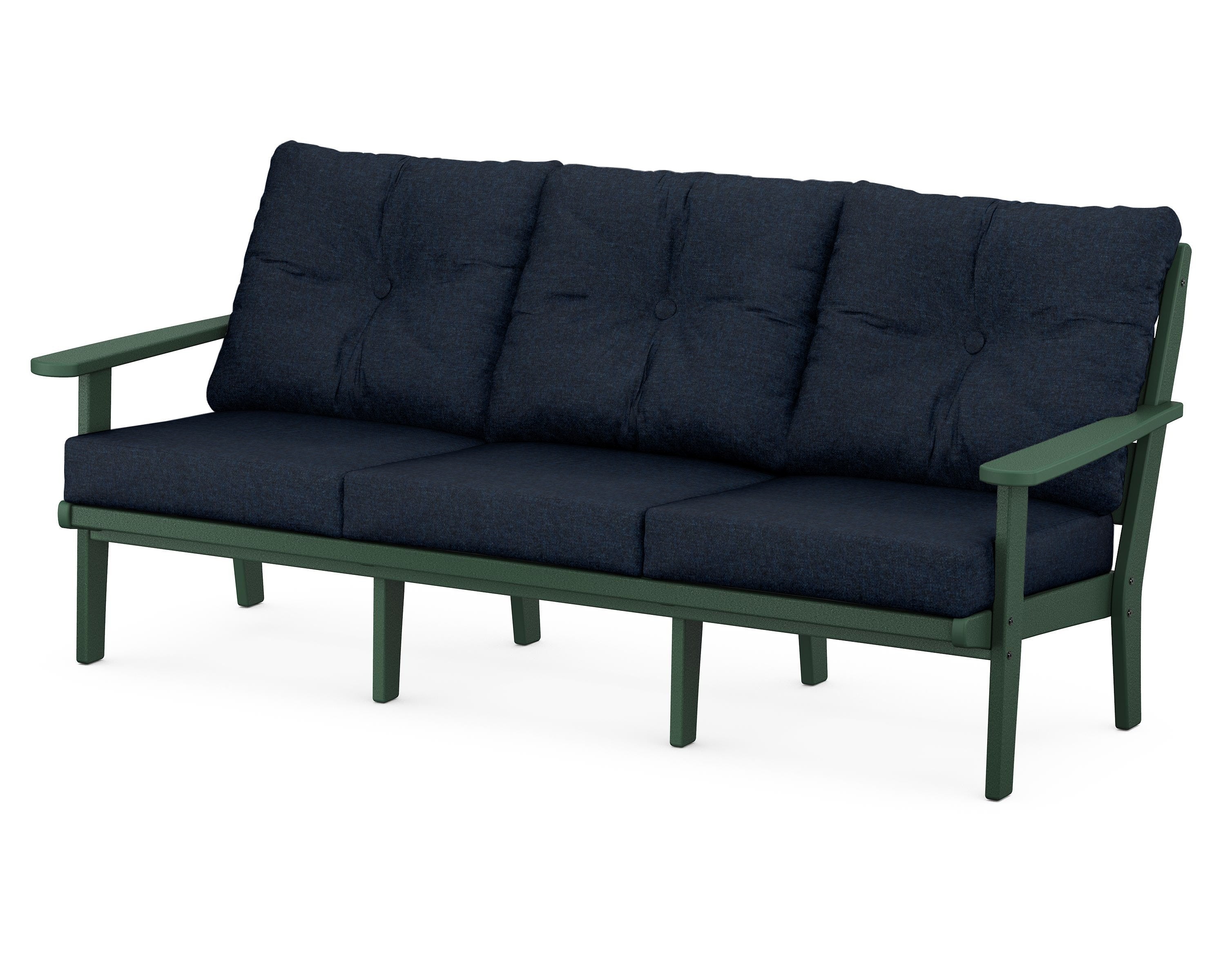POLYWOOD® Lakeside Deep Seating Sofa in Green / Marine Indigo