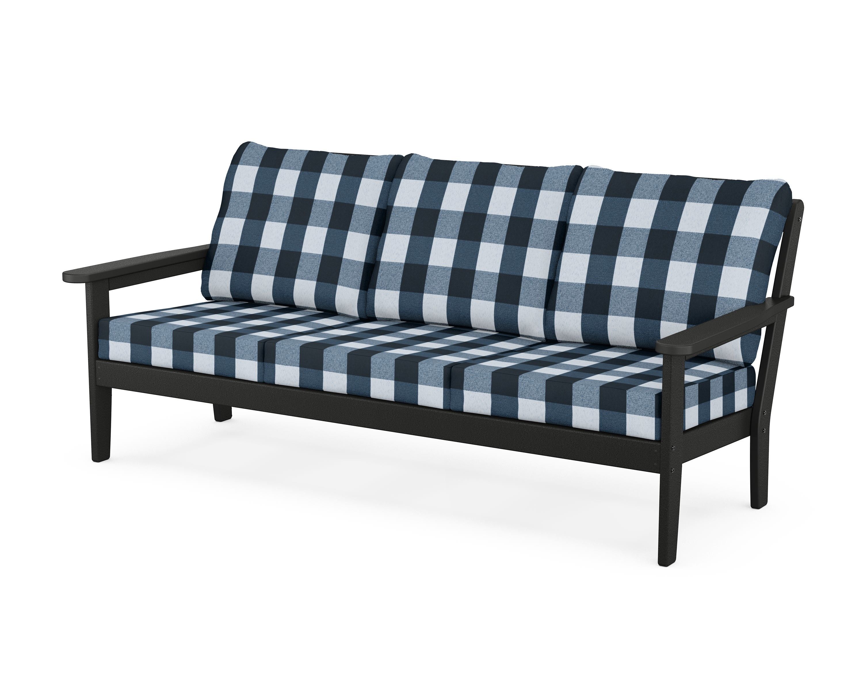 Country Living Cottage Deep Seating Sofa in Black / Buffalo Plaid Marine Indigo