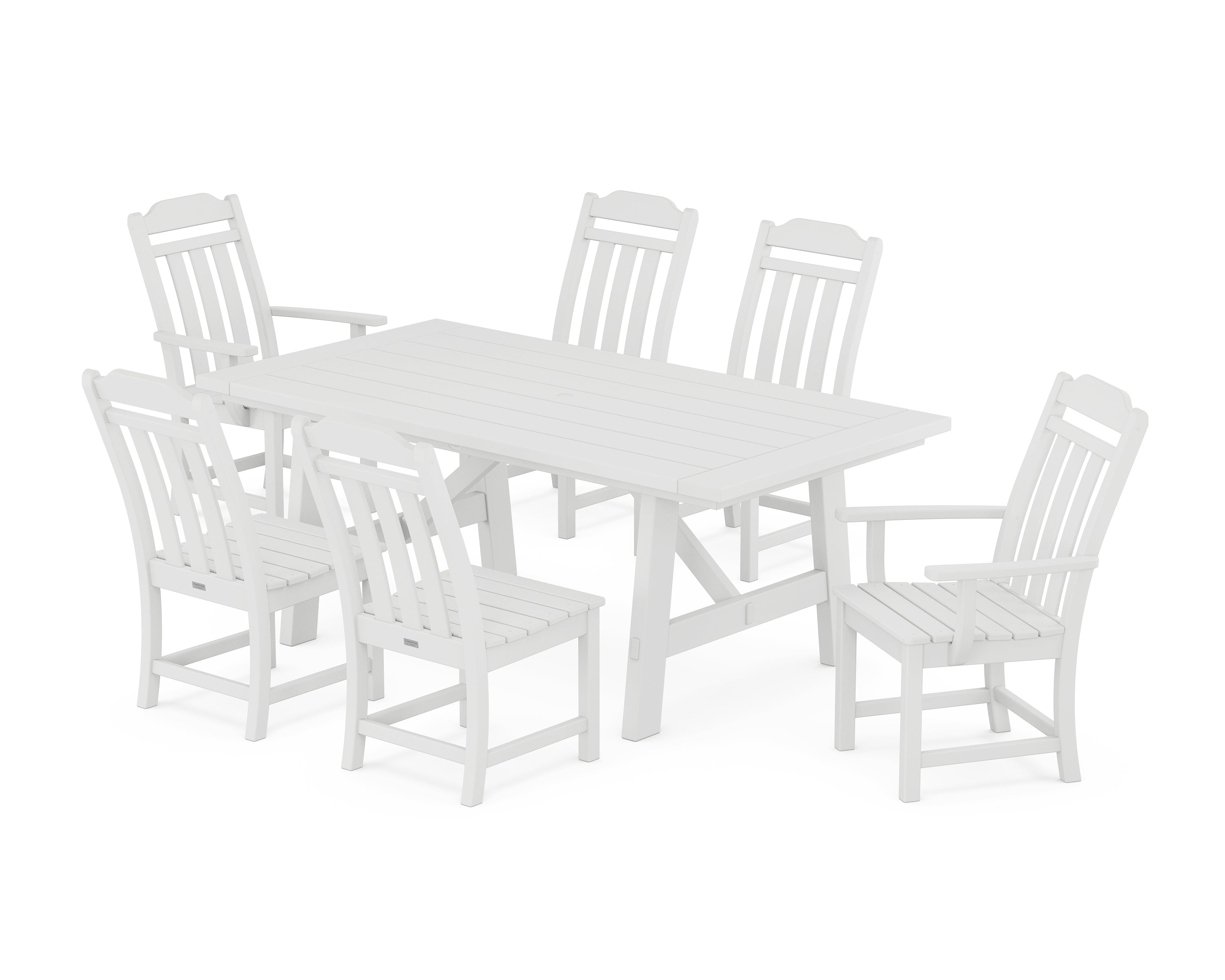Country Living Cottage 7-Piece Rustic Farmhouse Dining Set in White