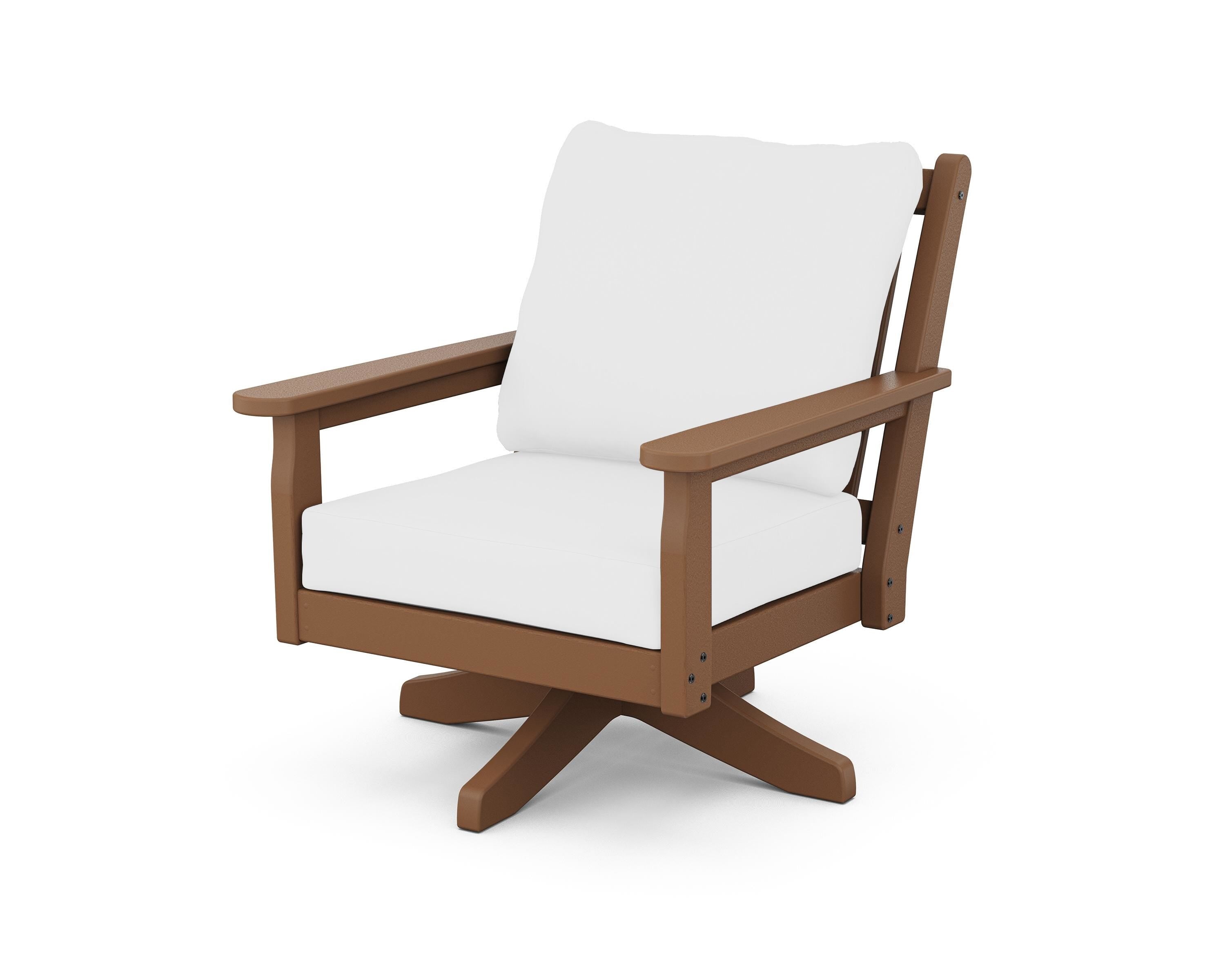 POLYWOOD® Chippendale Deep Seating Swivel Chair in Teak / Natural