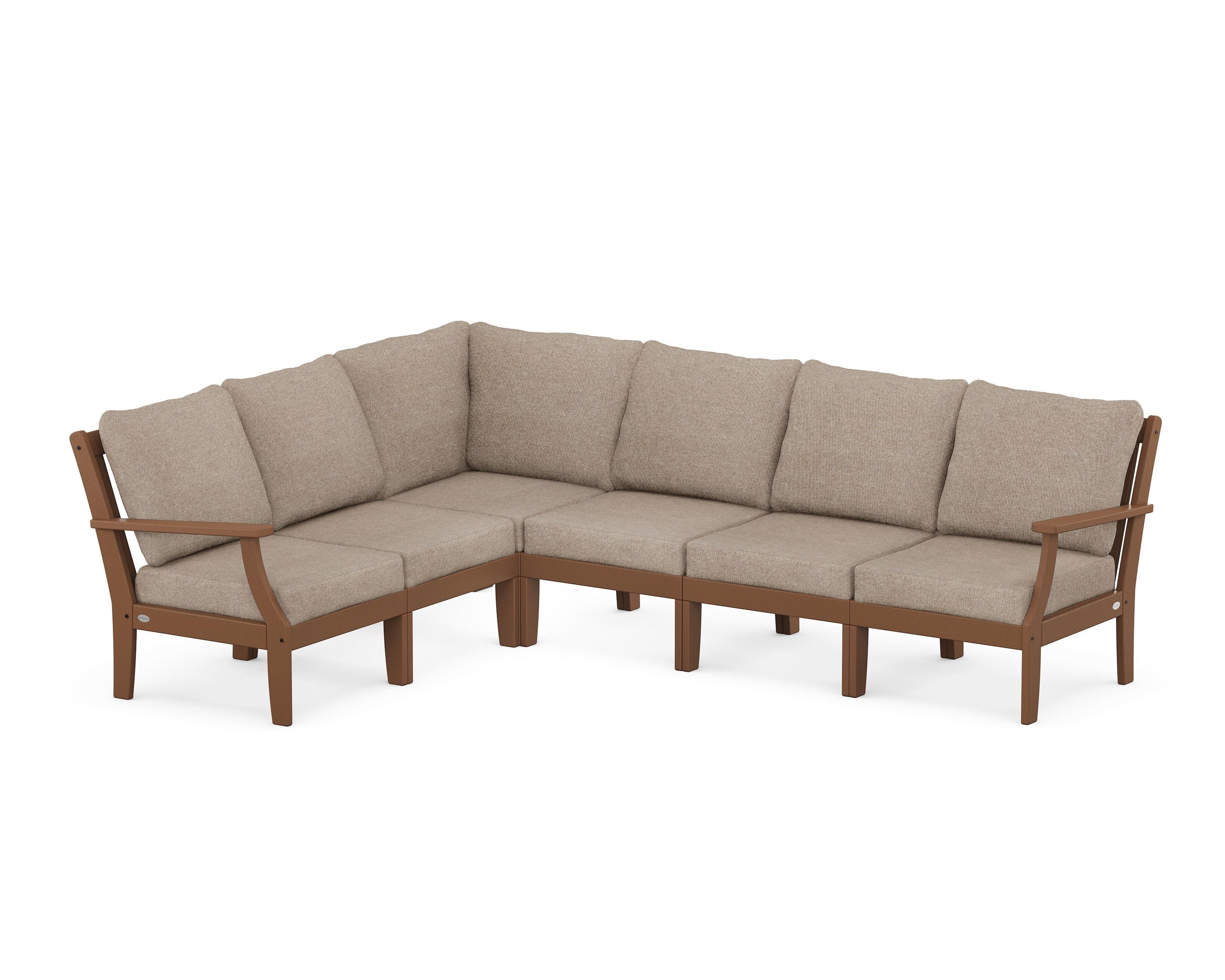 POLYWOOD® Braxton Modular 6-Piece Deep Seating Set in Teak / Spiced Burlap