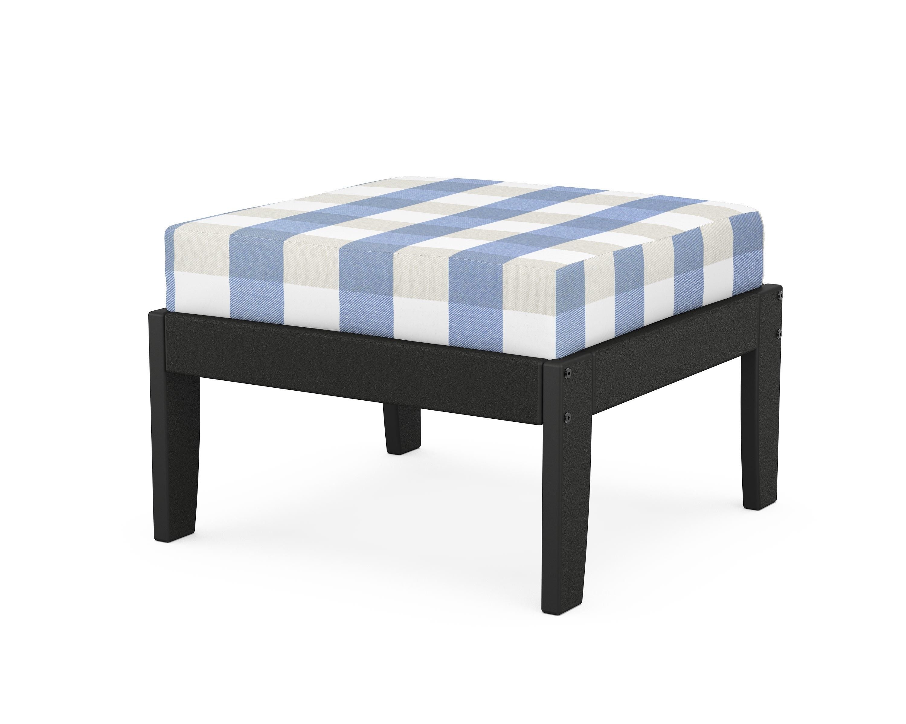 Unbranded Modular Ottoman - Classic in Black / Buffalo Plaid Sky Blue