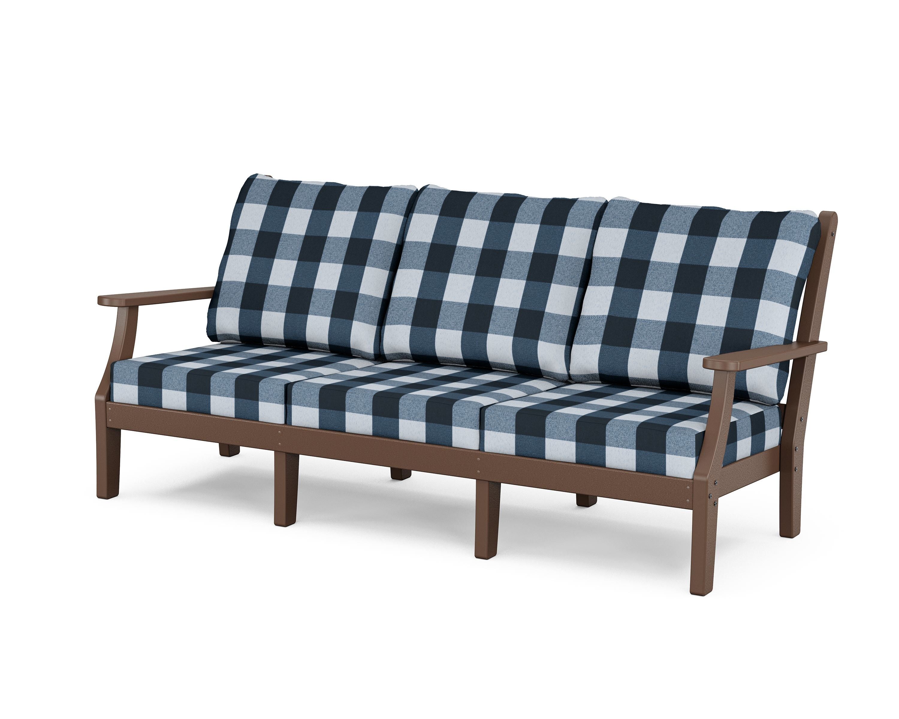 Country Living Wovendale Deep Seating Sofa in Mahogany / Buffalo Plaid Marine Indigo
